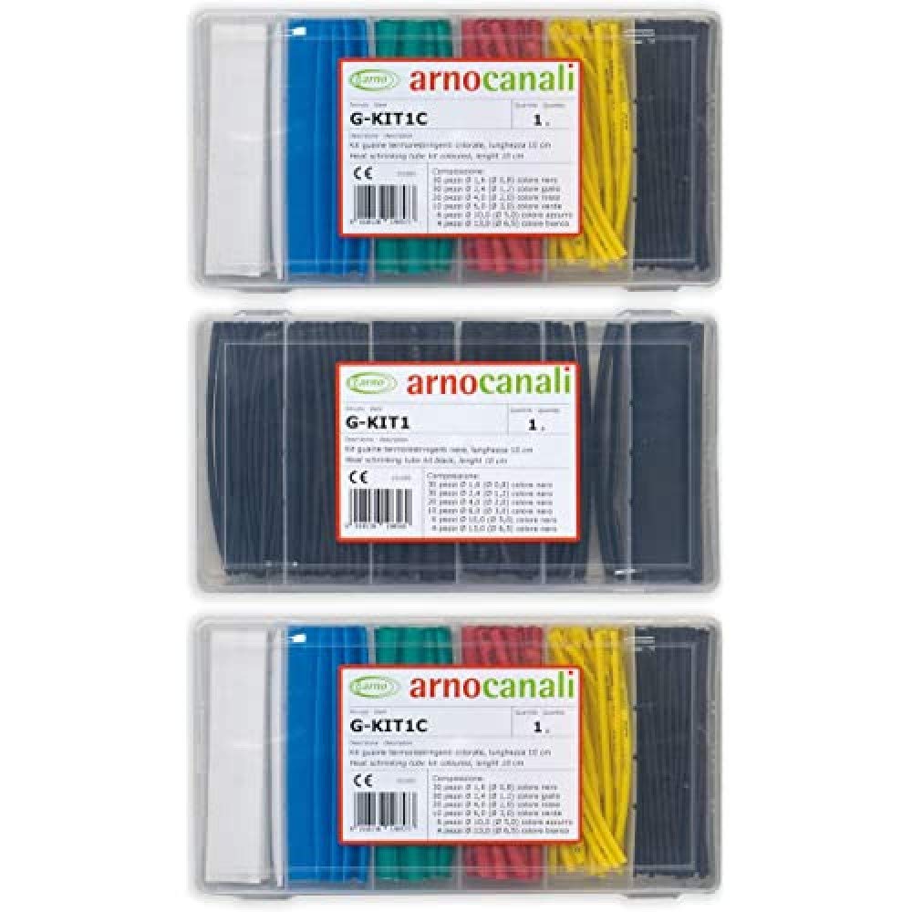 Arnocanali Kit guaine termorestringenti colorate 300 pezzi da 10 cm, multicolore