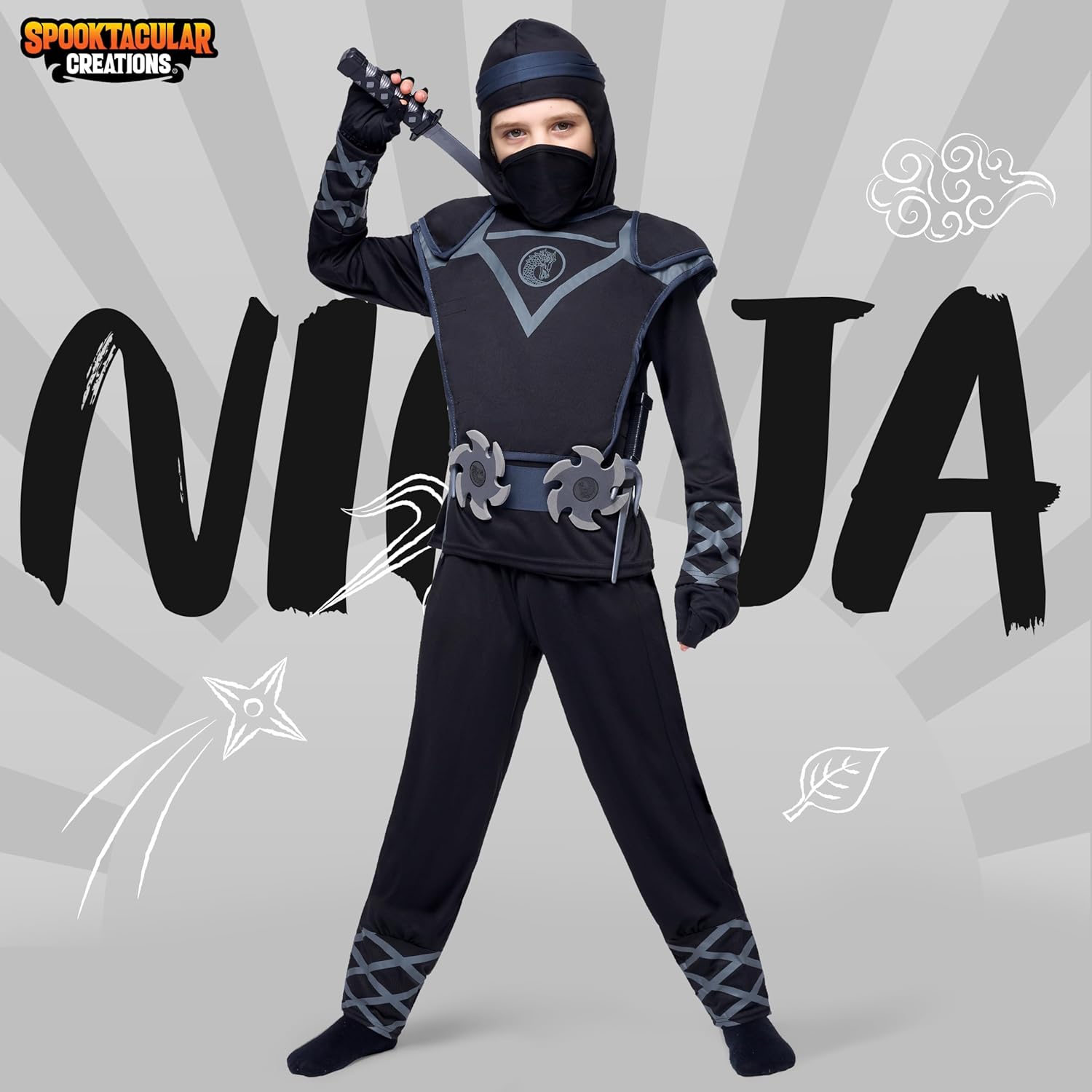 Spooktacular Creations Costume Ninja Deluxe Nero - immagine 2