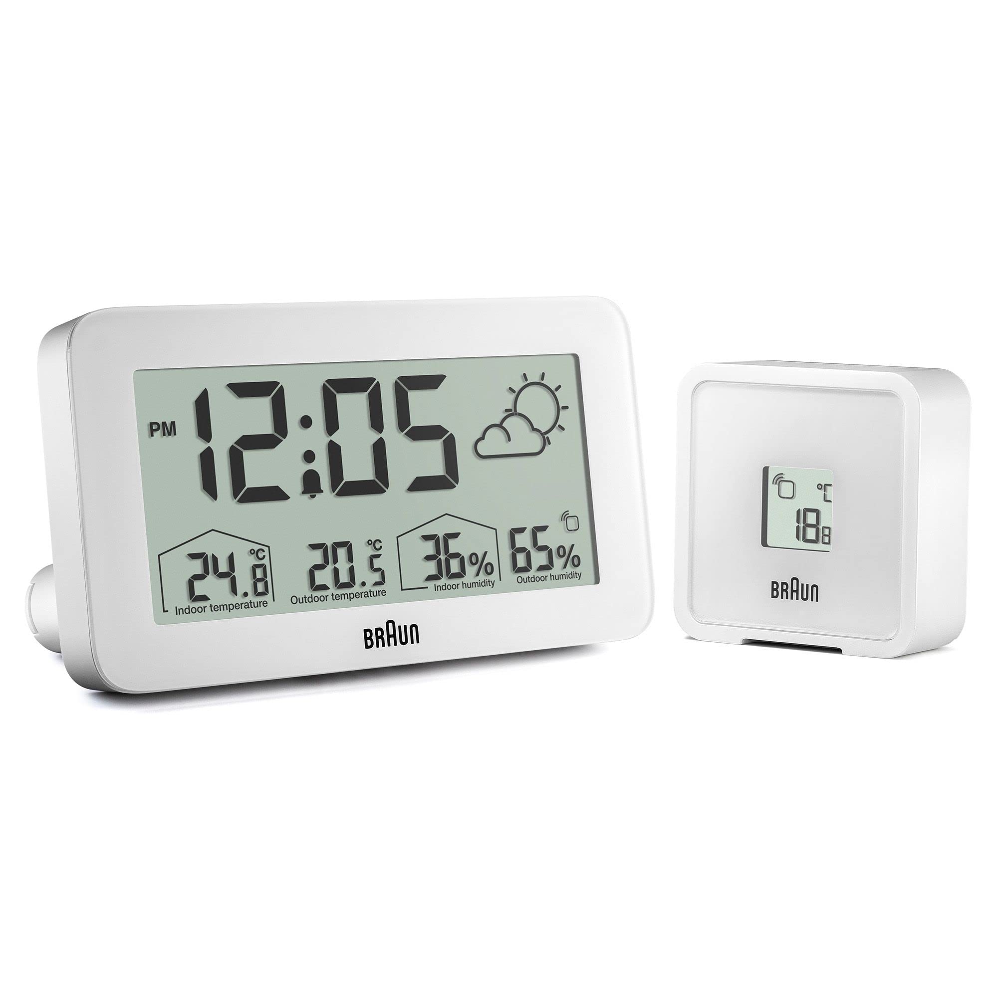 Braun Orologio Digitale con Stazione Meteo, Bianco BC13WP