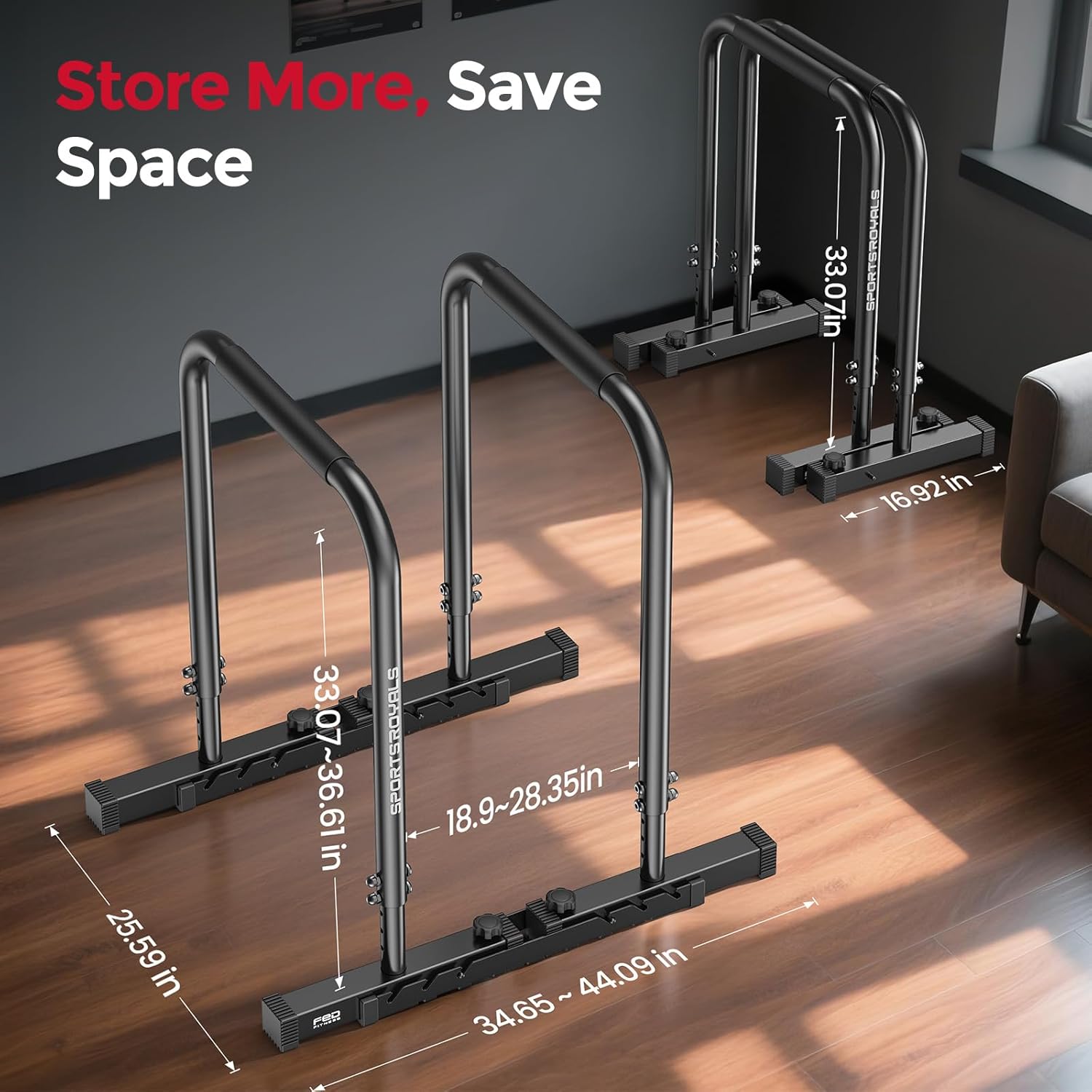 Sportsroyals - Barra Regolabile per Dip Bar 400 LBS - immagine 8