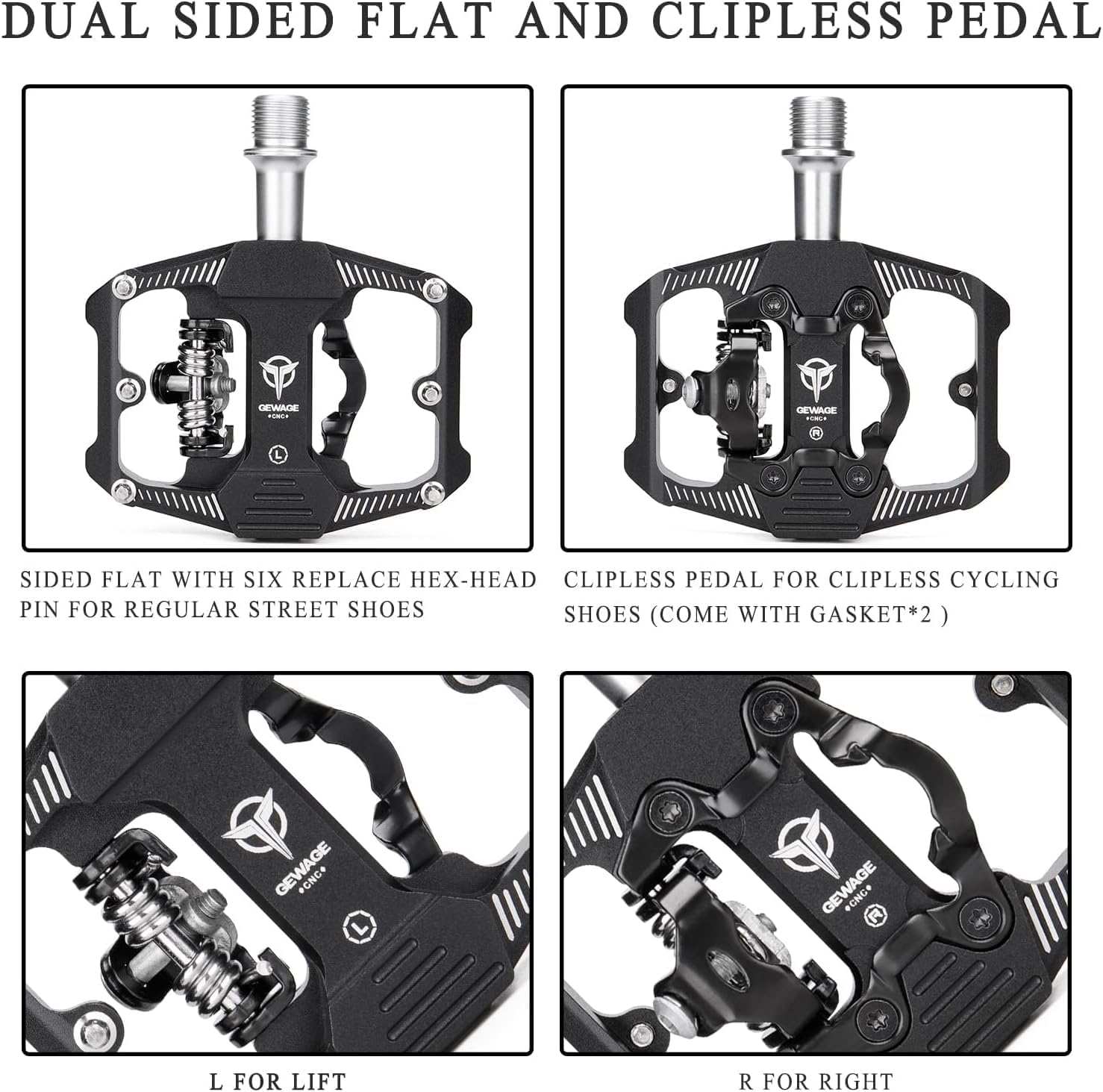 Gewage Pedali Bici SPD con 3 Cuscinetti - immagine 5