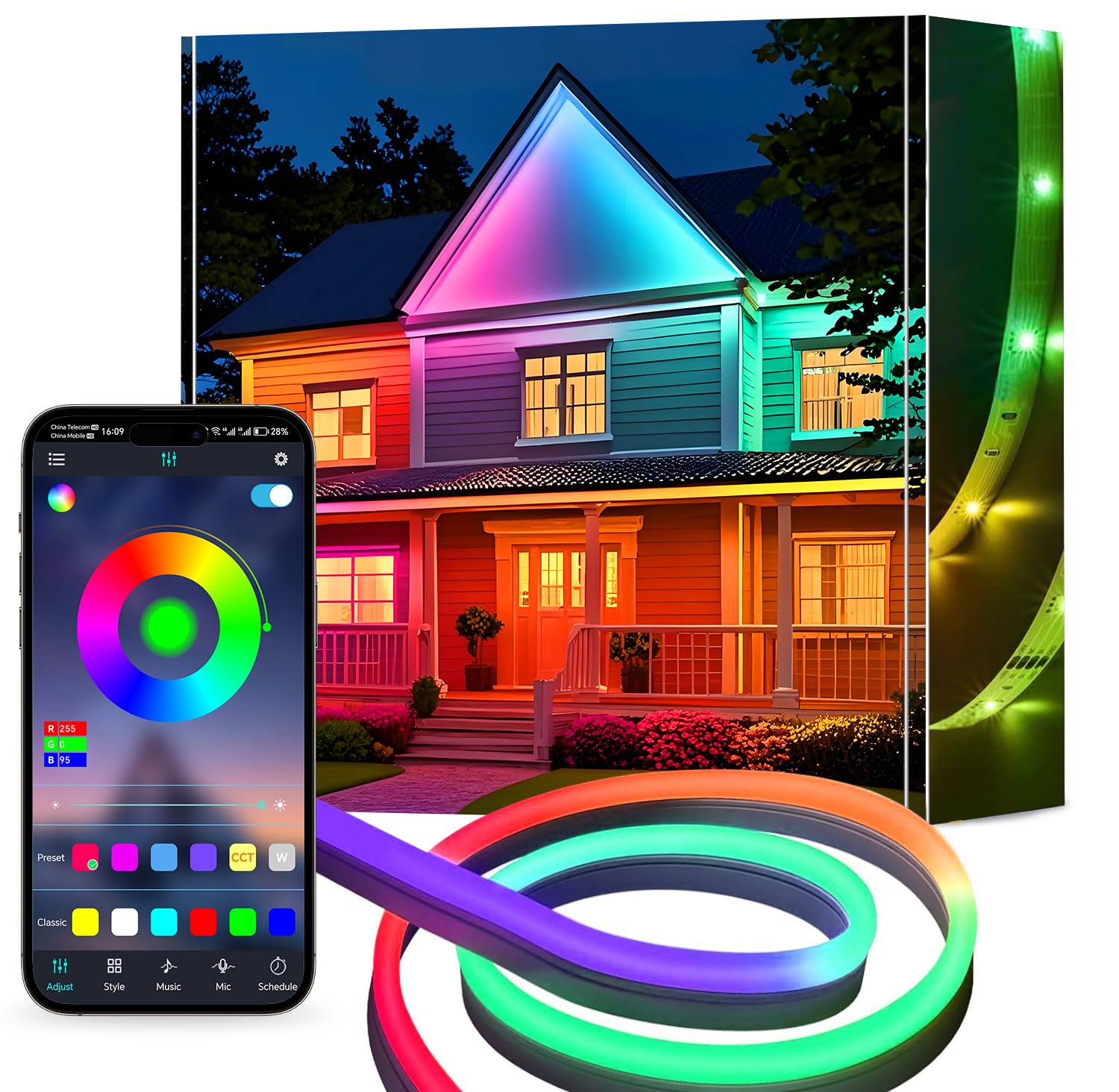 Calflux Striscia LED Neon 15m Bluetooth RGB IP65 | Velz