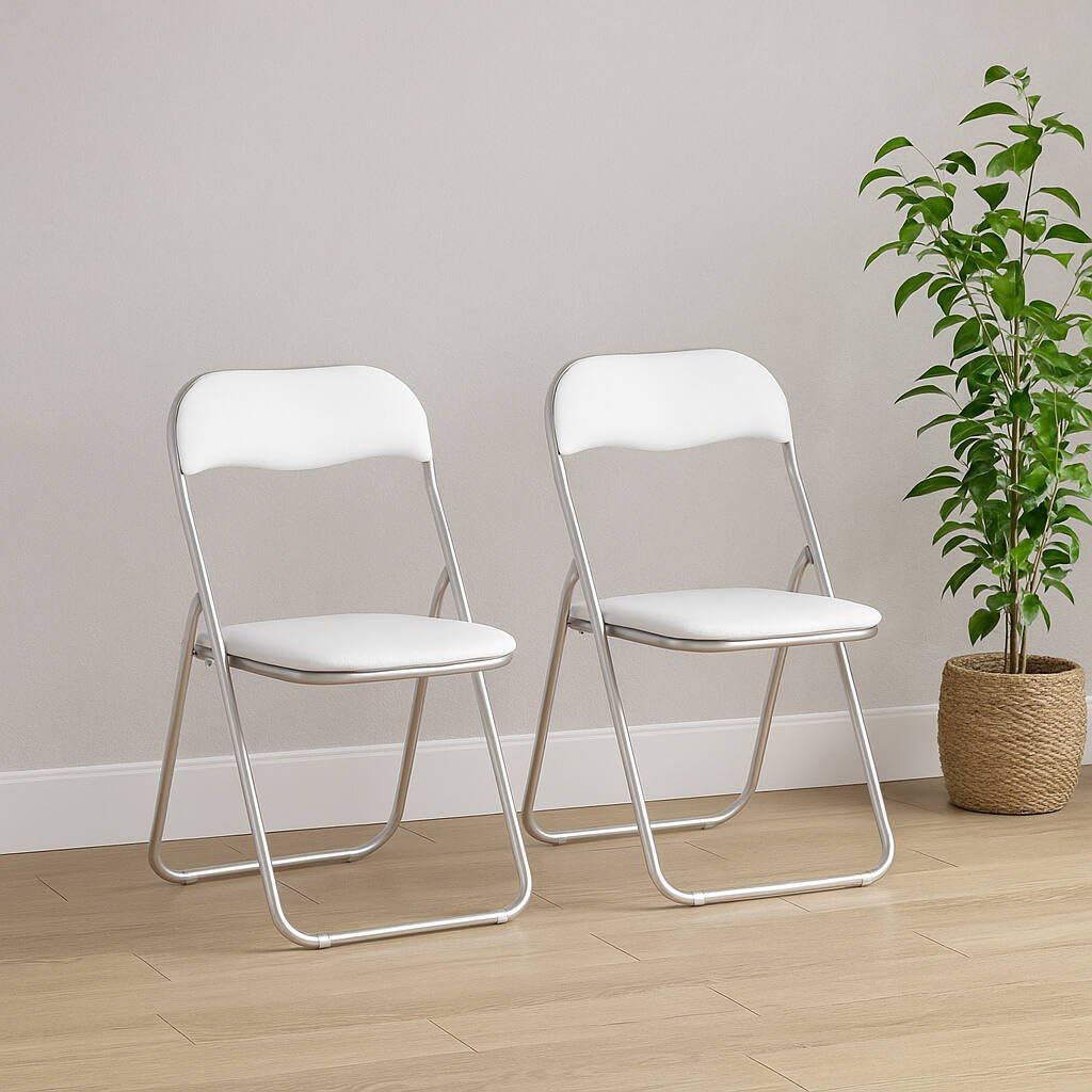 Dmora Set 2 Sedie Pieghevoli Marbella, Bianco