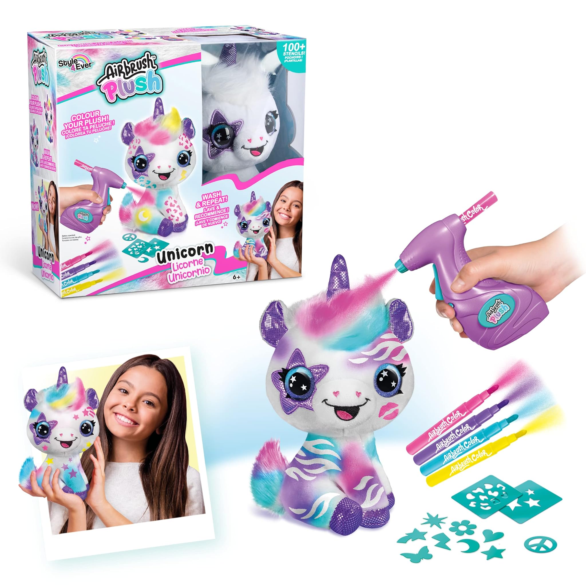 Canal Toys - Unicorno Airbrush Plush da Personalizzare