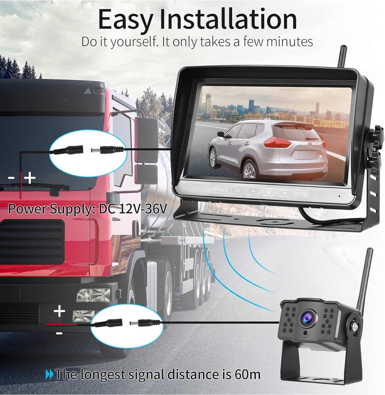 Telecamera Posteriore Wireless con DVR Monitor LCD 7" - immagine 5