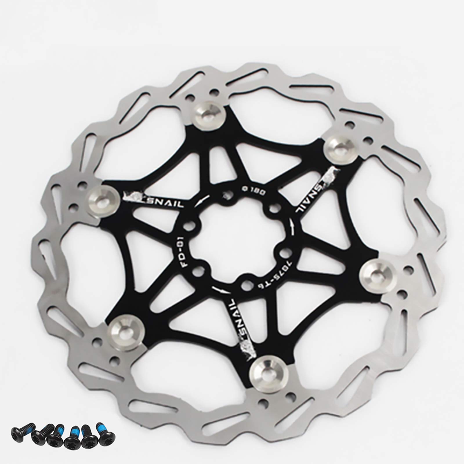 Disco Freno a Disco per Bicicletta, 203mm Disco Freno per Bicicletta Mountain Bike Disco Freno flottante Blocco Centrale Accessori per Biciclette(Nero 203mm)