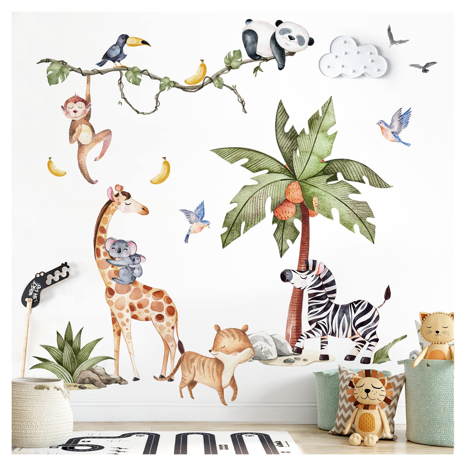 Grandora DL767-4 - Adesivo da Parete Cameretta Scimmie Safari