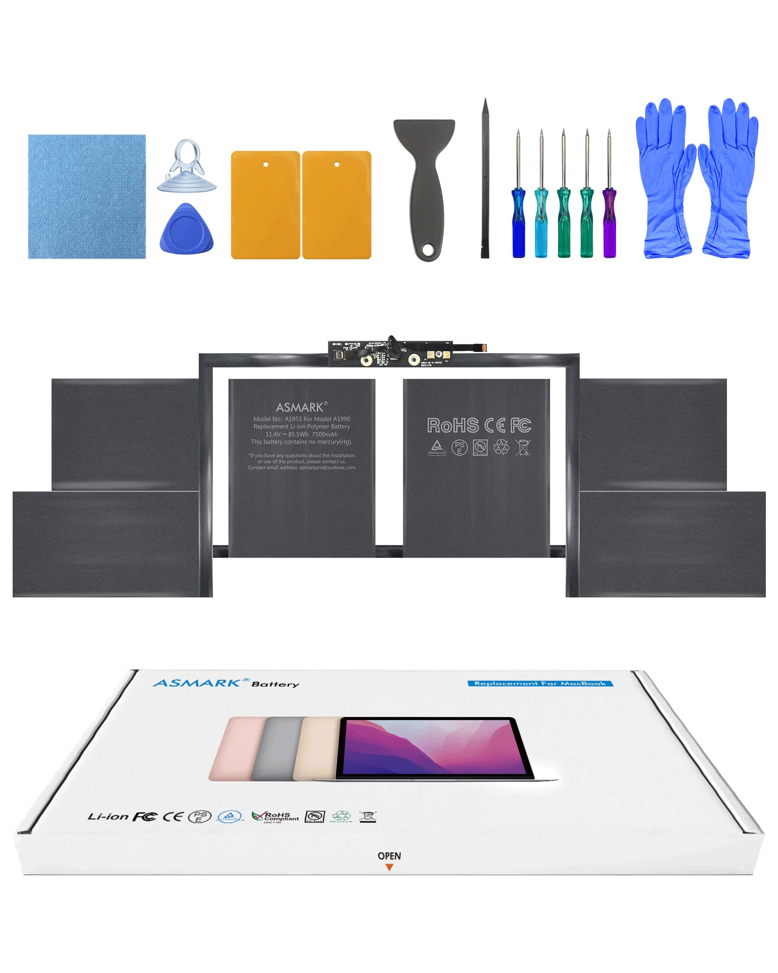 ASMARK Batteria MacBook Pro A1990 per 15 pollici 2018-2019 A1953 Battery