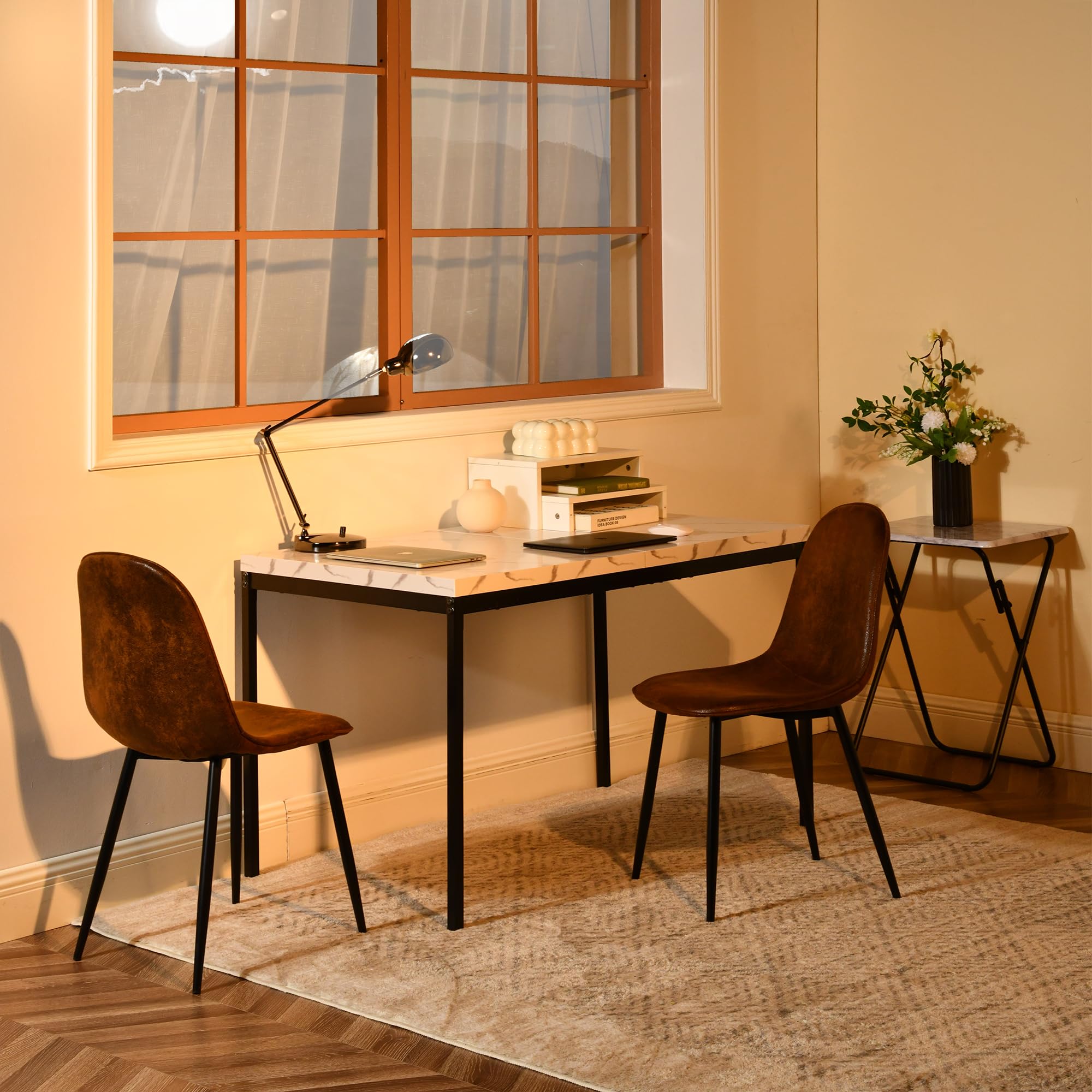 Furniturer Set 4 sgabelli da ufficio in velluto