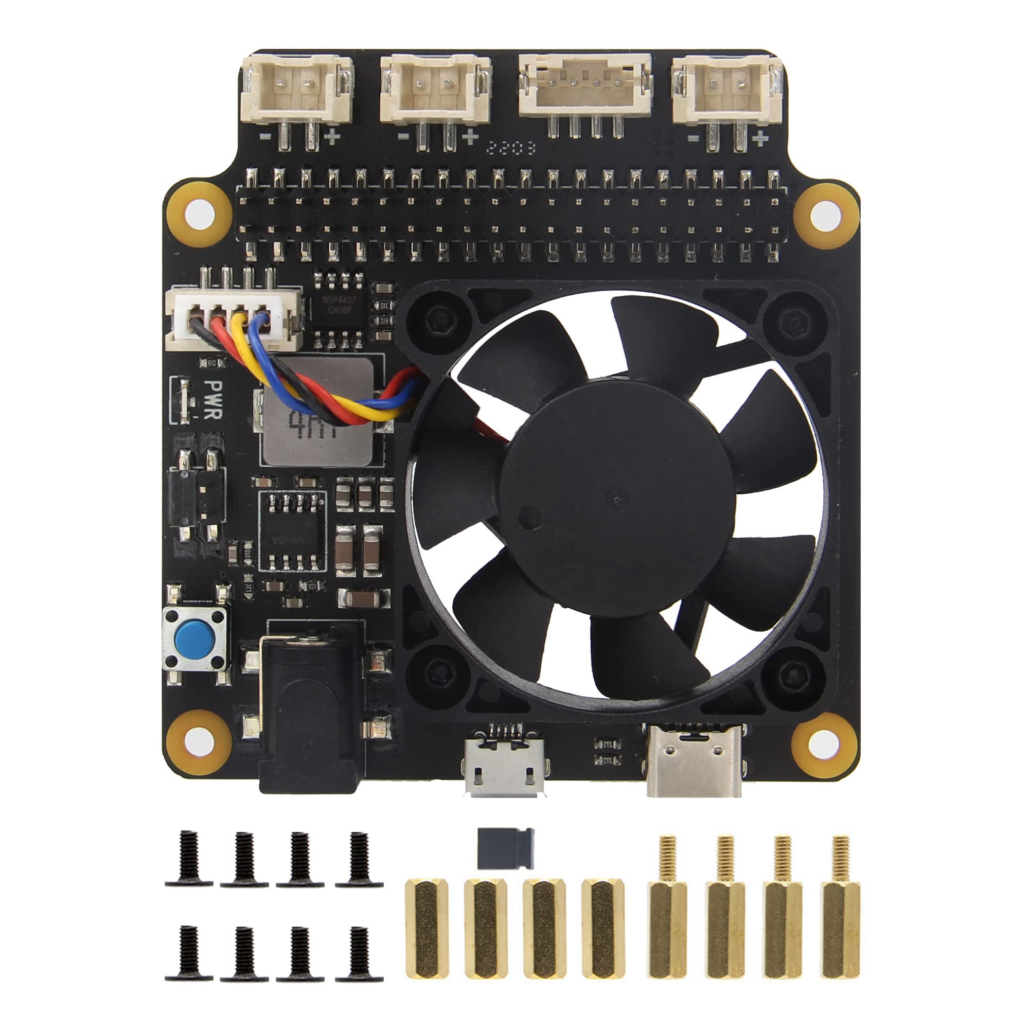 Geekworm Raspberry Pi 4 X735 V3.0 Expansion Board with PWM Cooling Fan & Safe Shutdown & DC 6V-30V Width Voltage Input for Raspberry Pi 4B/ 3B+/ 3B / 2B