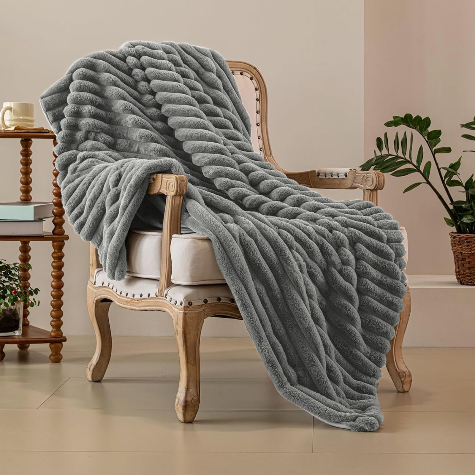 Coperta Plaid Super Morbida Pile Peluche 180x230 cm, Grigio