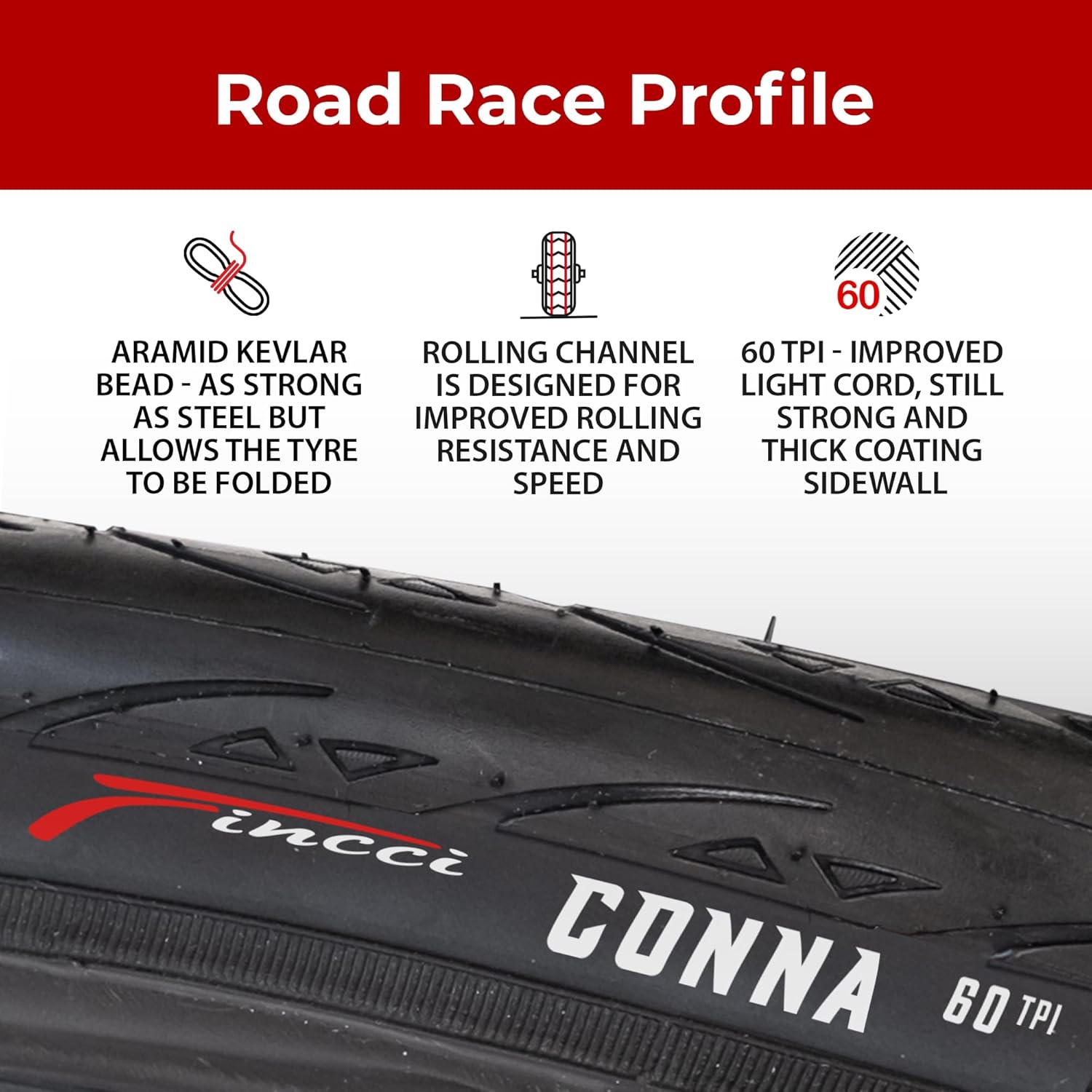 Fincci Coppia Copertoni Bici Corsa Pieghevoli 700x23c - immagine 4