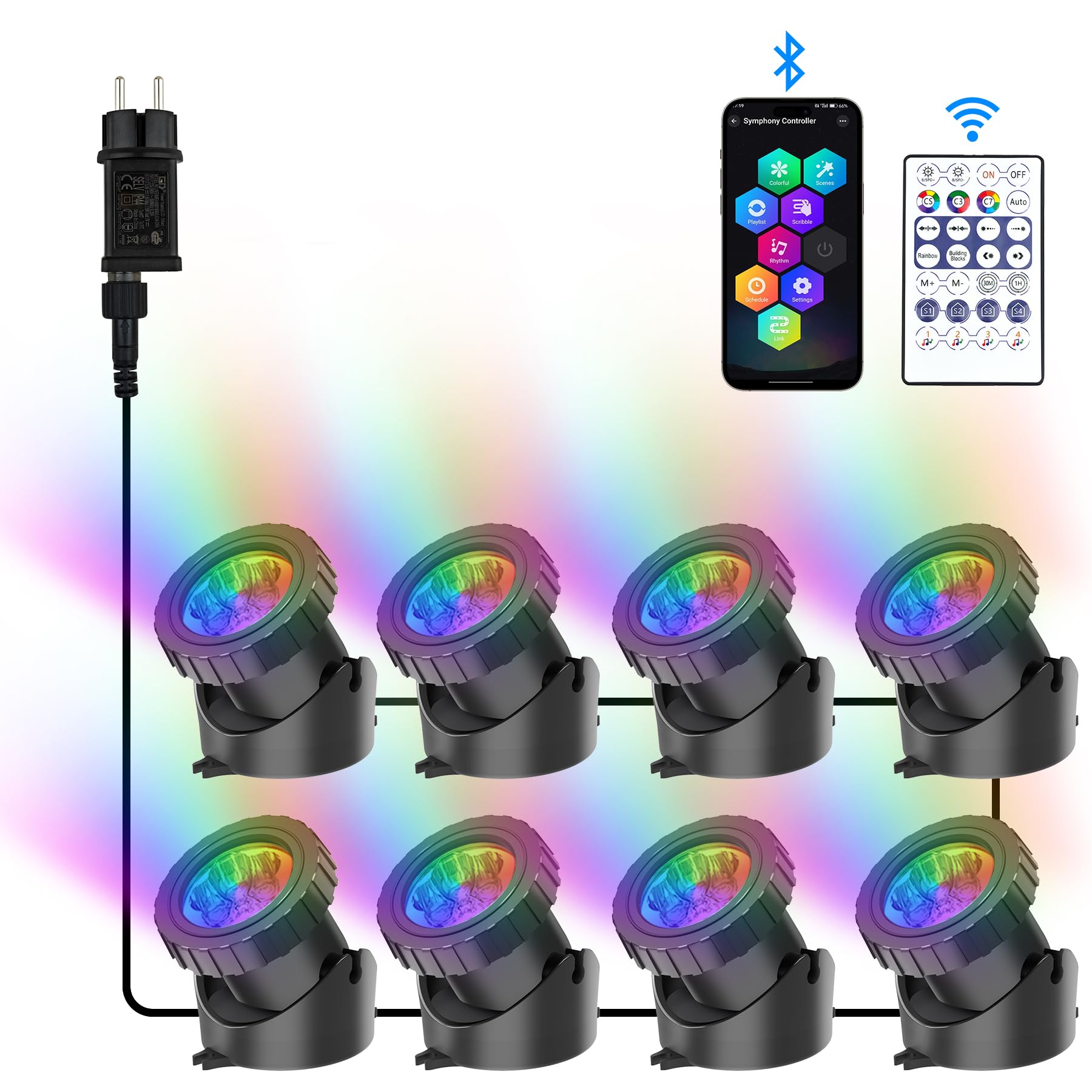 Natpow Luci Piscina Impermeabile RGB Bluetooth (8 in 1)