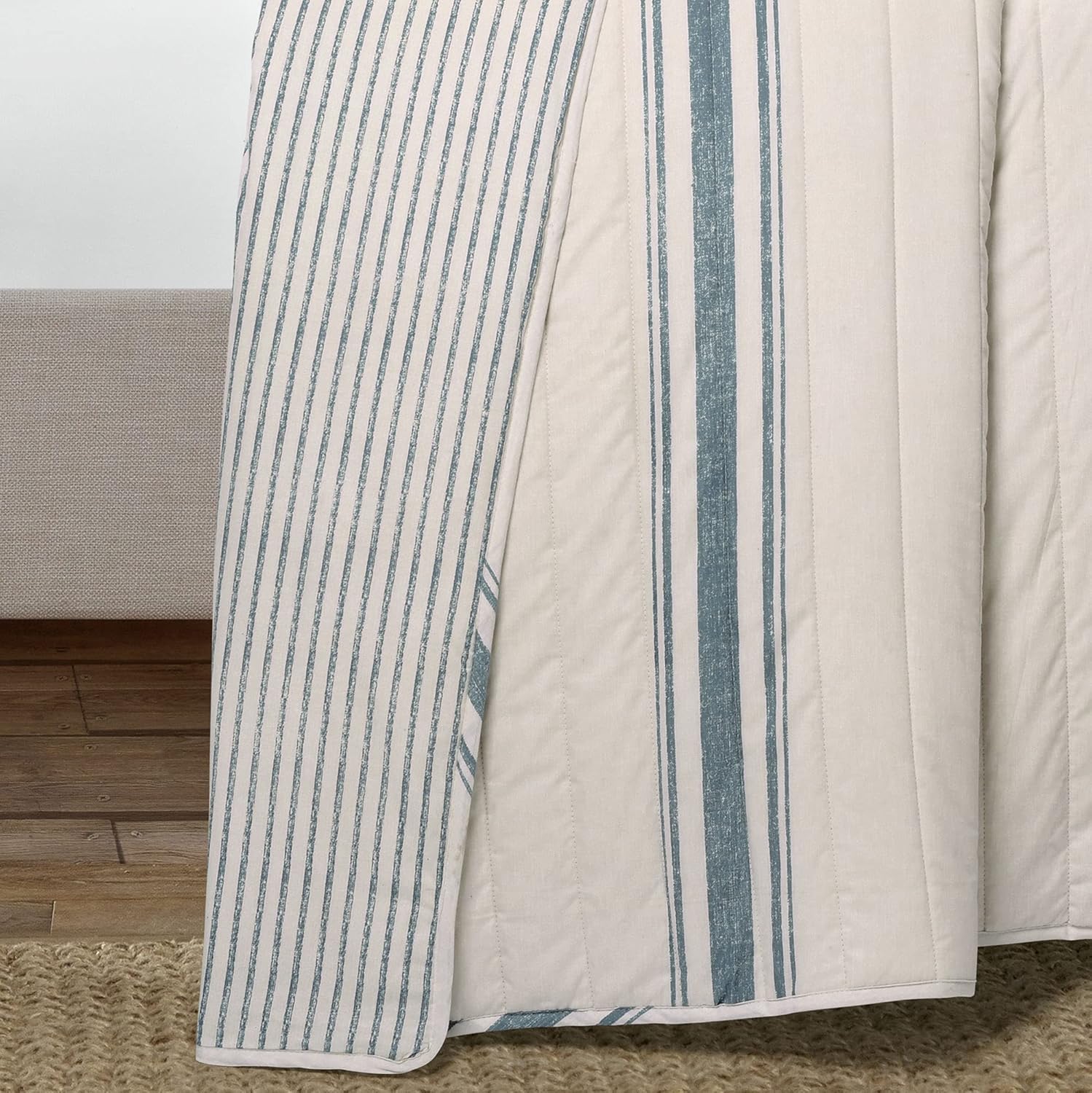 Lush Decor Farmhouse Stripe - Set copripiumino 3 pezzi, colore: Blu - immagine 4