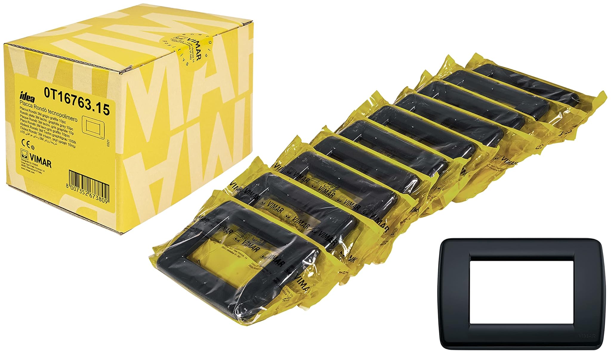 Vimar Idea 0T16763.15 - Placca Rondò 3 Moduli, Grigio Grafite