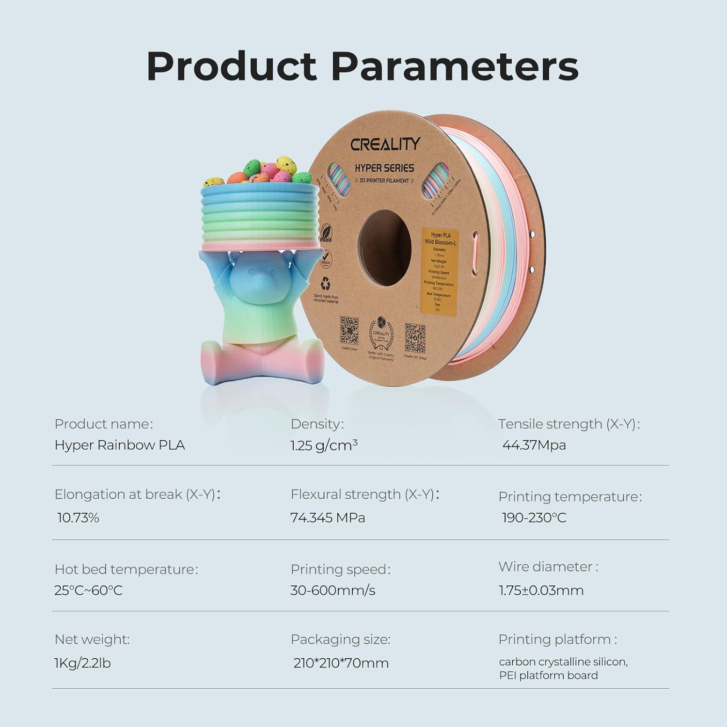 Creality Filamento Hyper PLA Arcobaleno 1kg - immagine 8