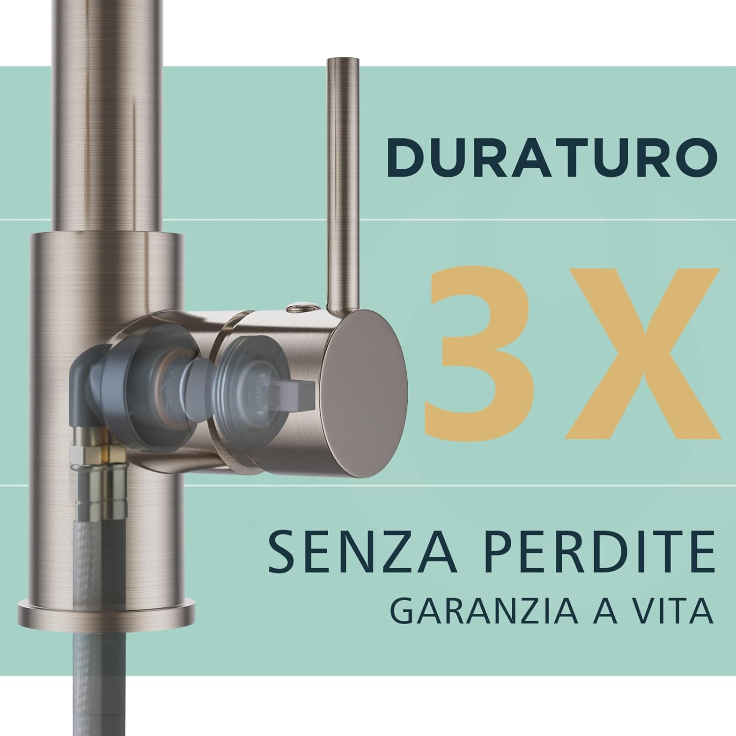 Forious Rubinetto Lavabo Cucina Acciaio Inox, Due Maniglie - immagine 8