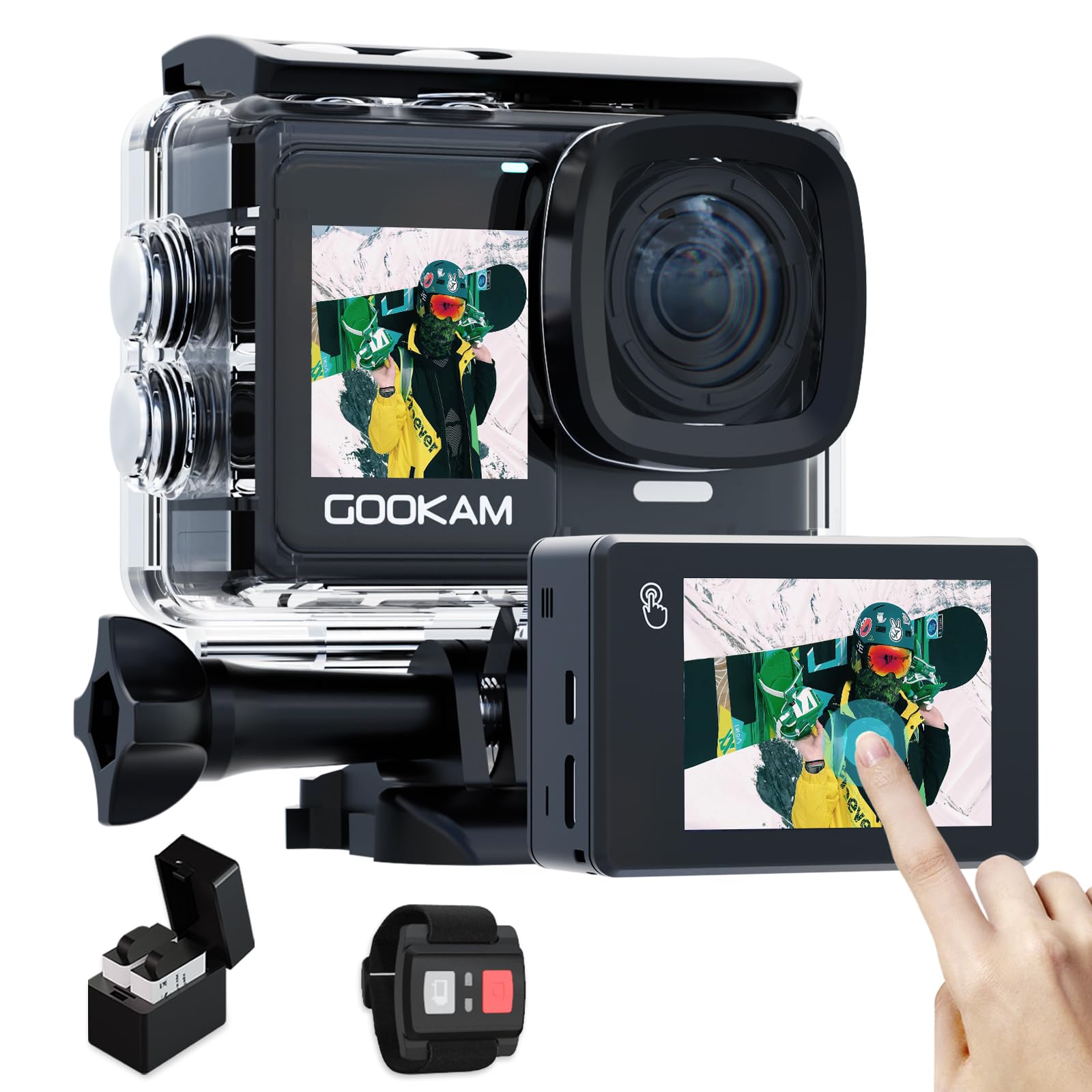 Gookam Go7 Action Cam 4K Doppio Schermo 20MP WiFi