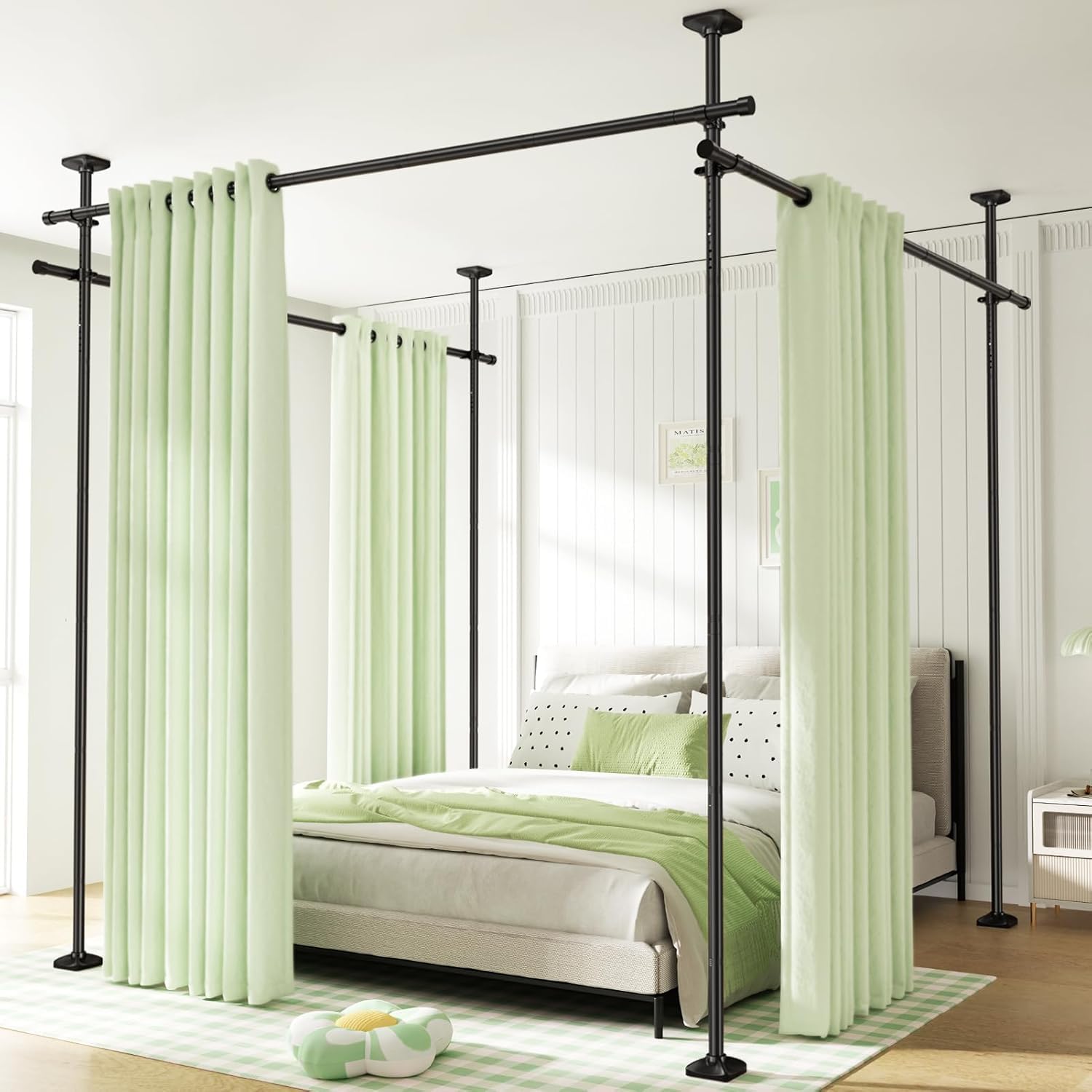 Bastoni Tenda Divisori Stanze Autoportanti, Nero