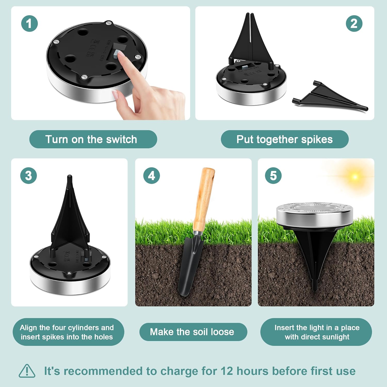 Fiflying Luci Solari da Giardino 8 LED, 6 pezzi - immagine 6