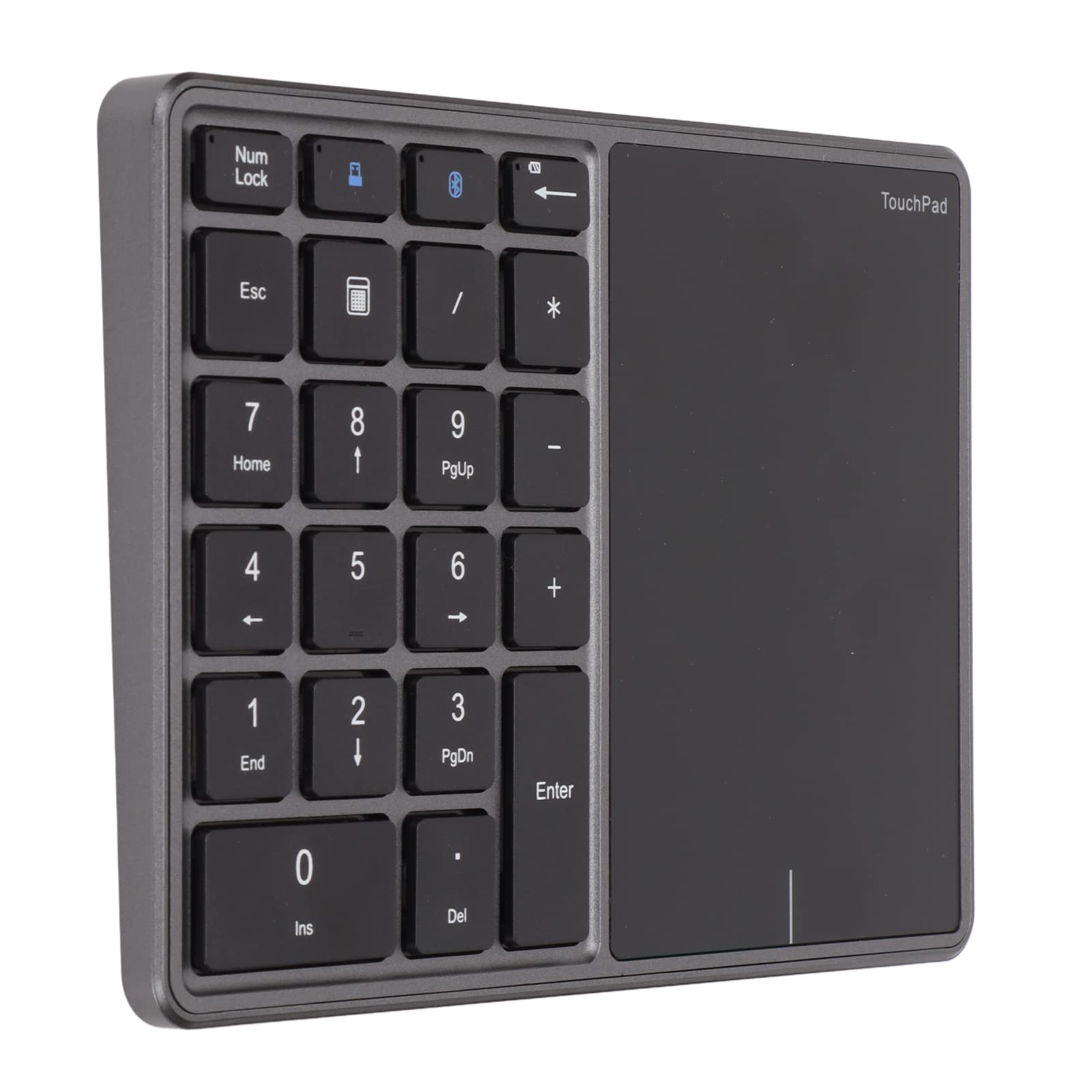 Tastierino Numerico Wireless 2 in 1 con Touchpad, Grigio