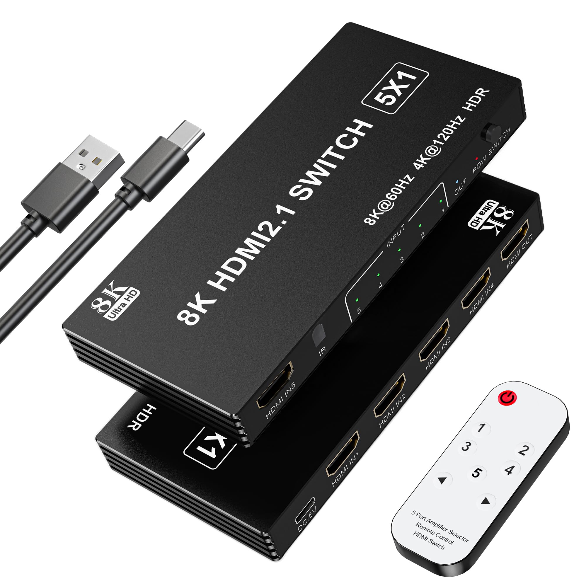 Switch HDMI 2.1 8K 60Hz 4K 120Hz 5 Ingressi