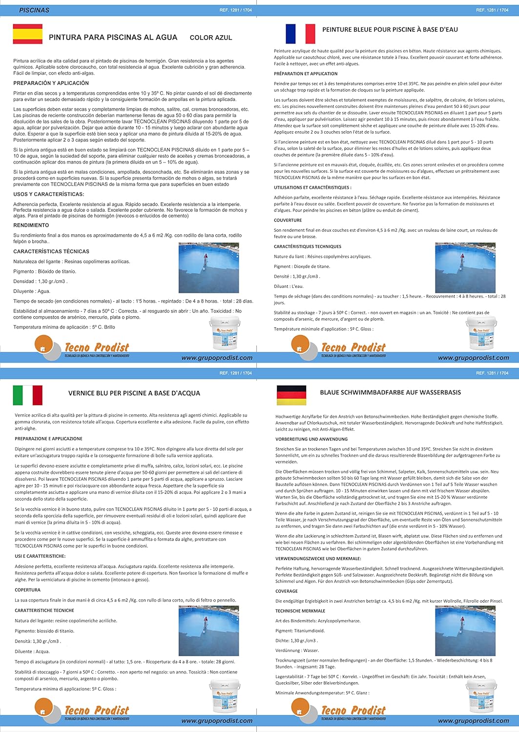 Tecno Prodist TECPISCEL W - Vernice Per Piscine Blu 11 Kg - immagine 7