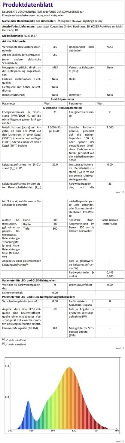 Hmakgg Lampada da Parete LED Interni 100cm, Nera - immagine 10