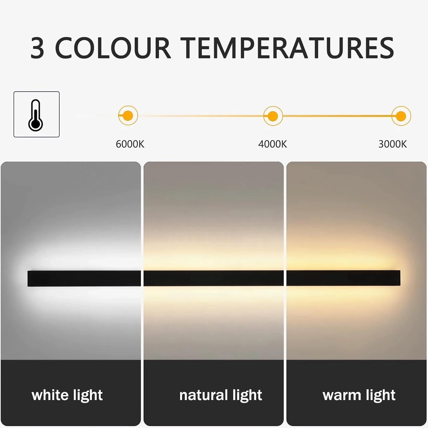 Hmakgg Lampada da Parete LED Interni 100cm, Nera - immagine 4