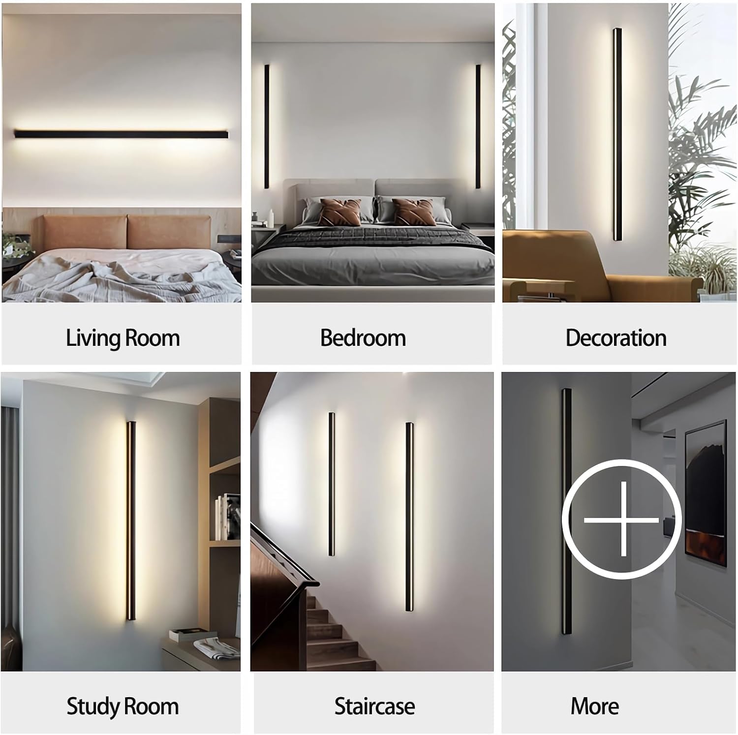 Hmakgg Lampada da Parete LED Interni 100cm, Nera - immagine 6