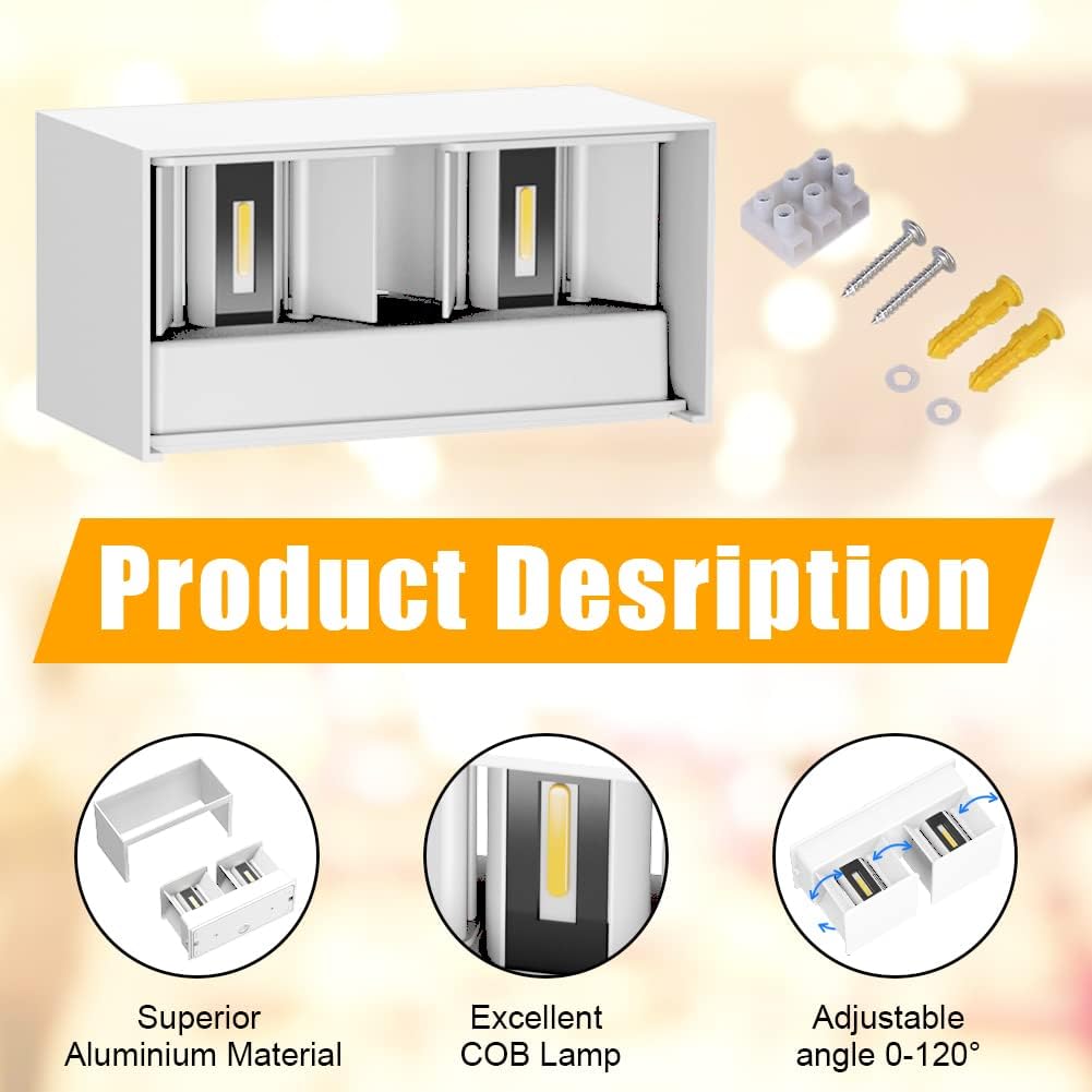 Klighten Lampada da Parete 24W Esterno/Interno Moderna, Bianca - immagine 2