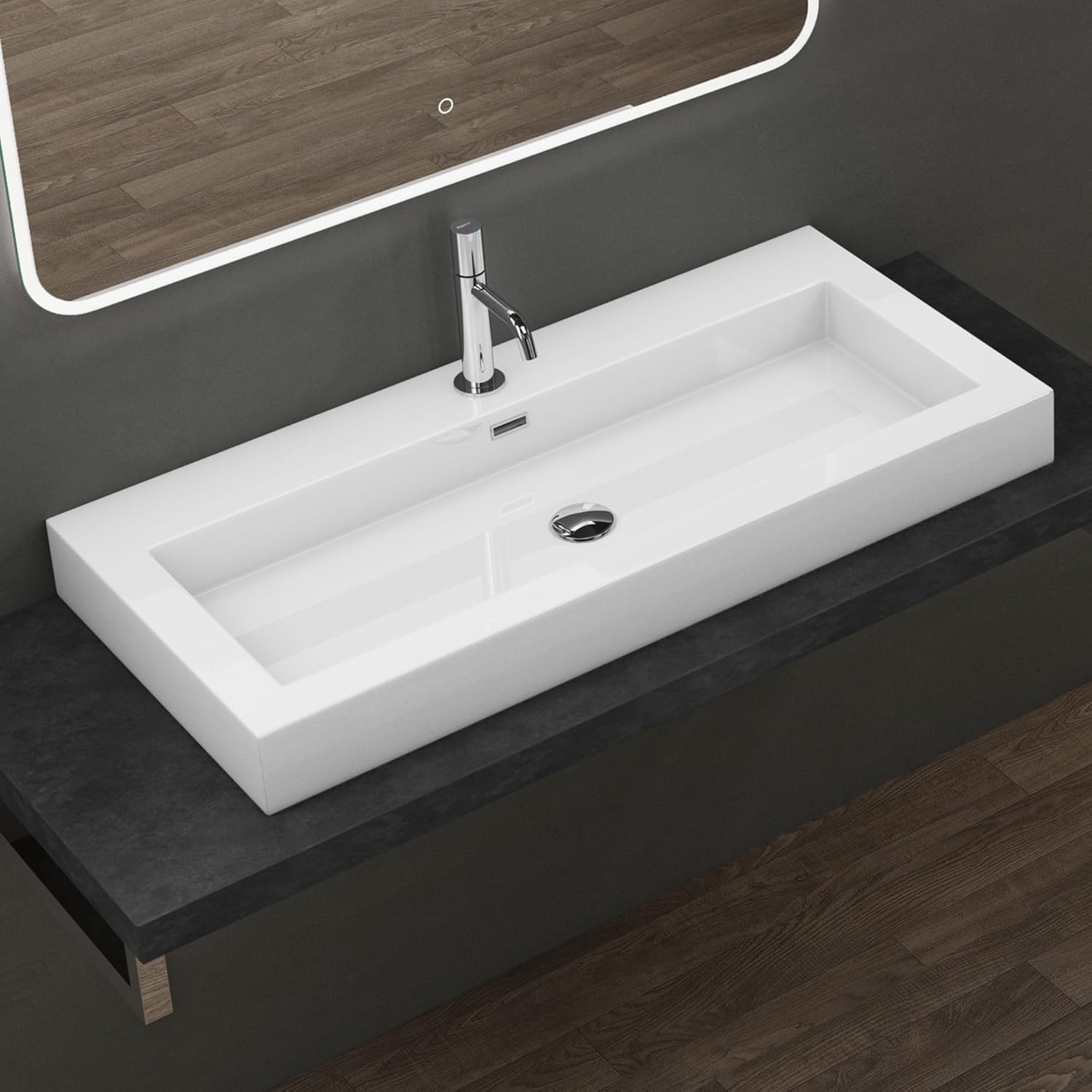 Doporro Lavabo da Appoggio Rettangolare 100x48x10cm