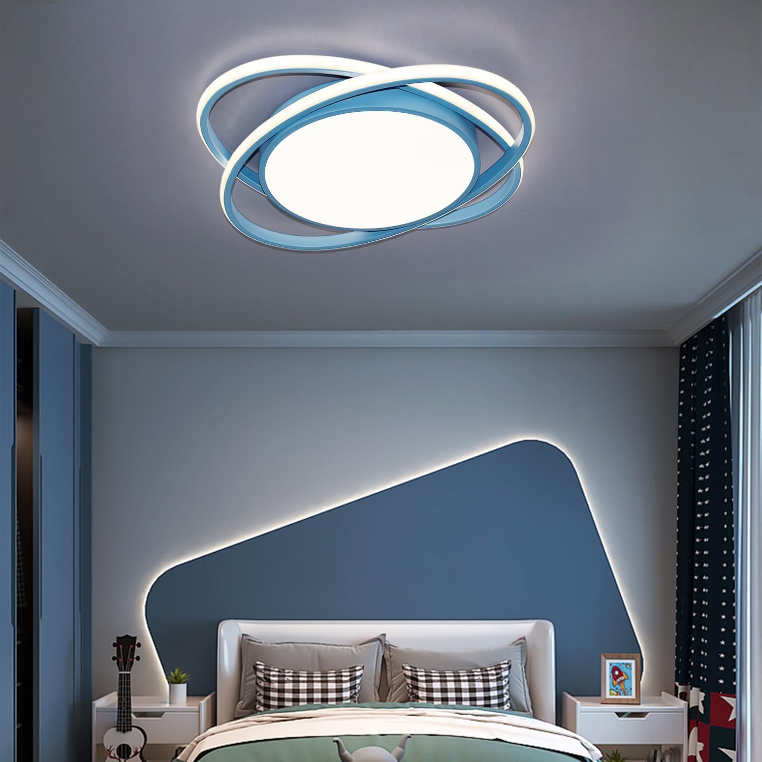 Jdong Lampada da Soffitto LED 54W per Camera Bambini, Blu - immagine 3