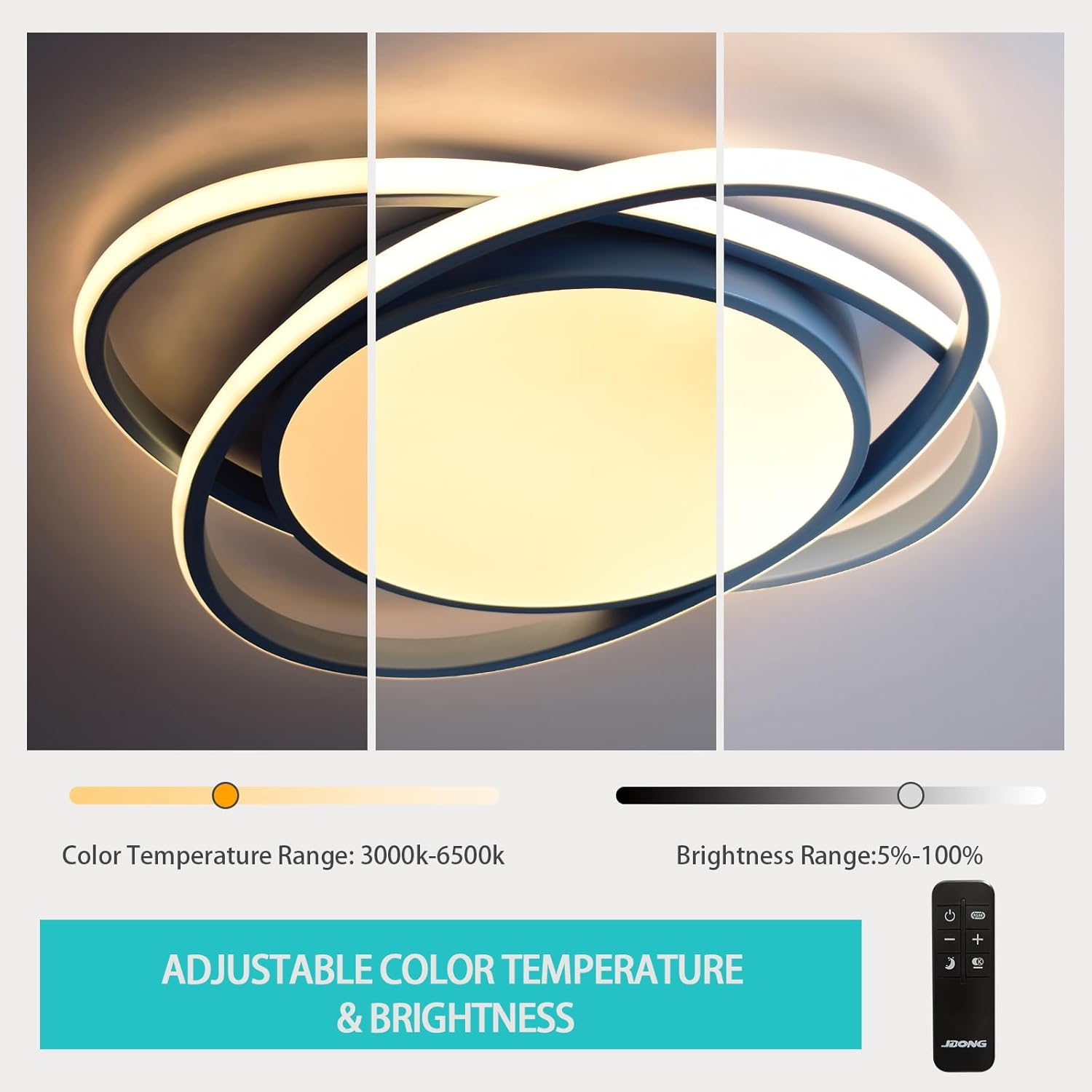 Jdong Lampada da Soffitto LED 54W per Camera Bambini, Blu - immagine 4