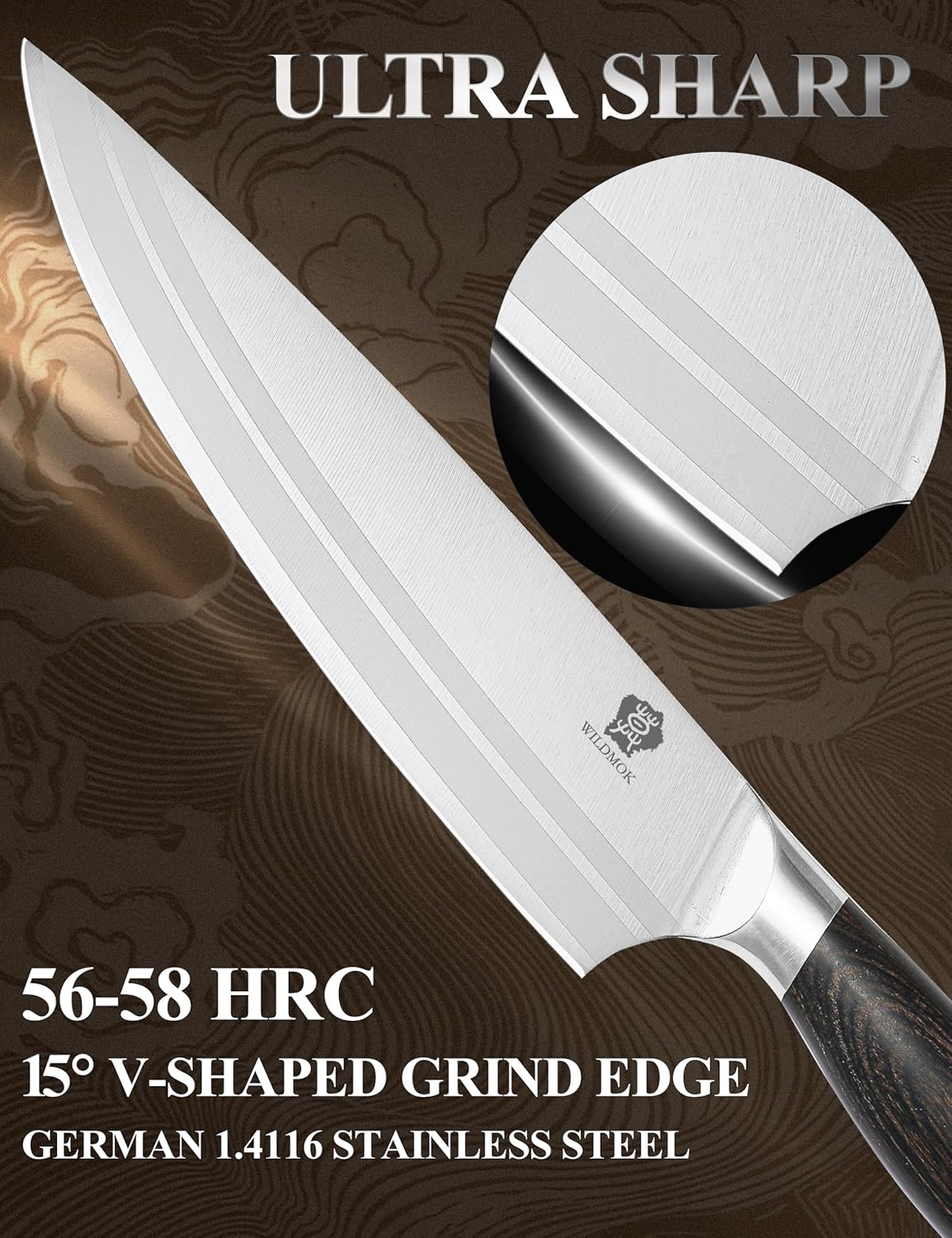 Wildmok Set di Coltelli da Cucina Professionali 5 Pezzi - immagine 3