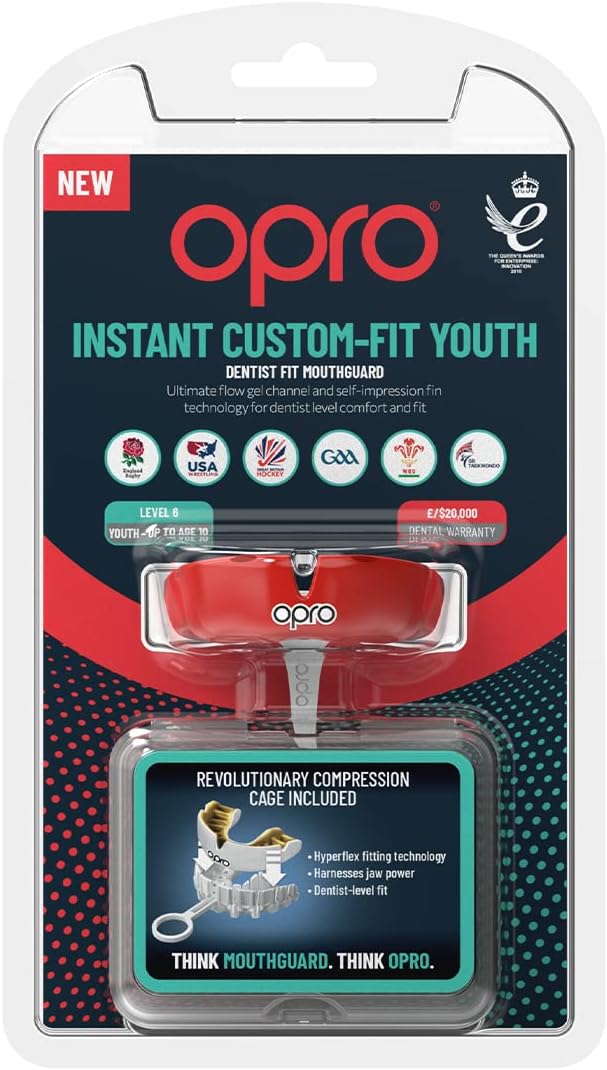 Opro Instant Custom-Fit Paradenti Sportivo, Rosso Ragazzi - immagine 7