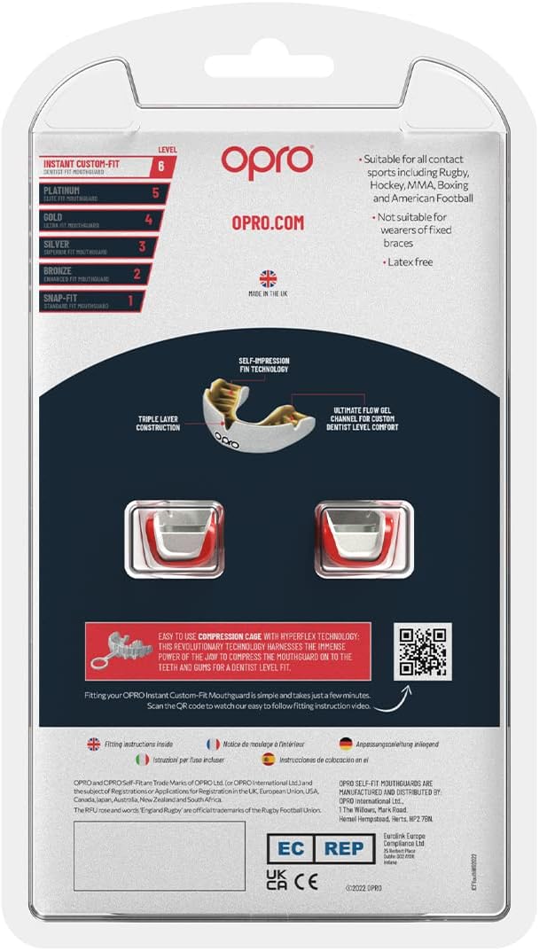 Opro Instant Custom-Fit Paradenti Sportivo, Rosso Ragazzi - immagine 8