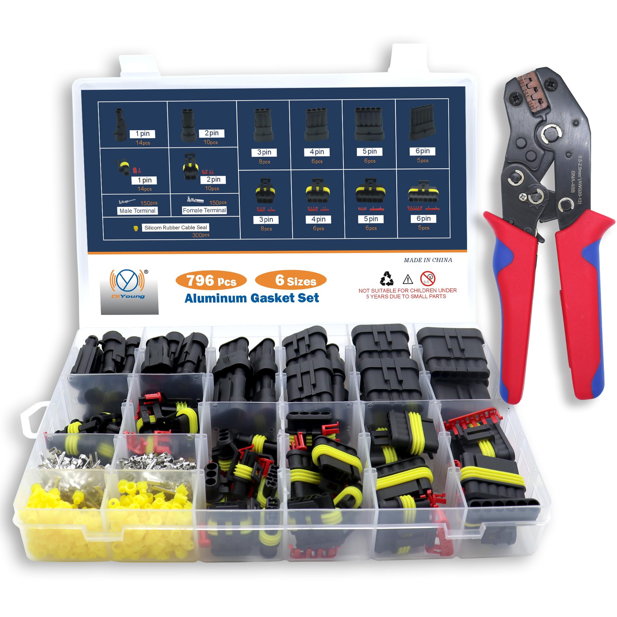 DIYoung 796 PZ Connettore Elettrico Impermeabile 1-6 Pin