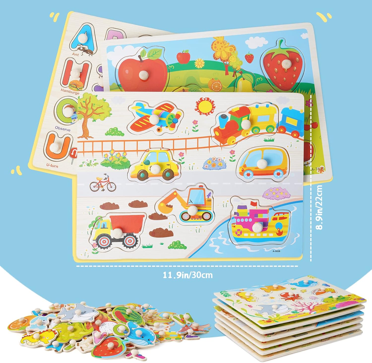 6 Puzzle in Legno Montessori per Bambini 1-4 Anni - immagine 2