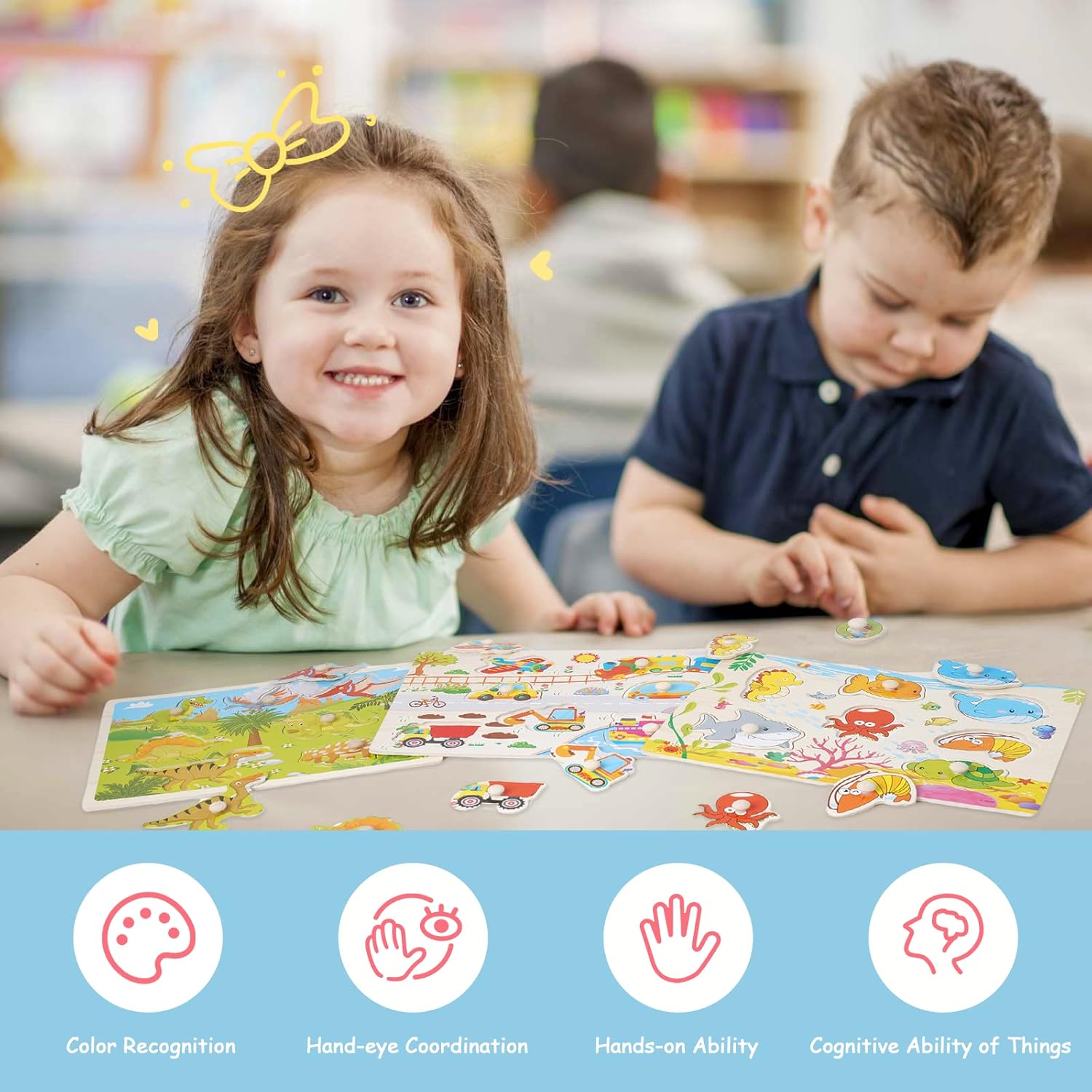 6 Puzzle in Legno Montessori per Bambini 1-4 Anni - immagine 5