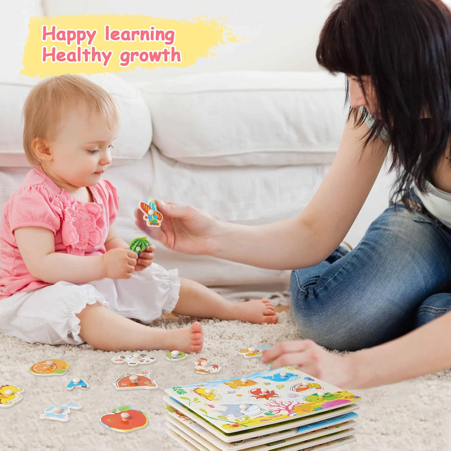 6 Puzzle in Legno Montessori per Bambini 1-4 Anni - immagine 7