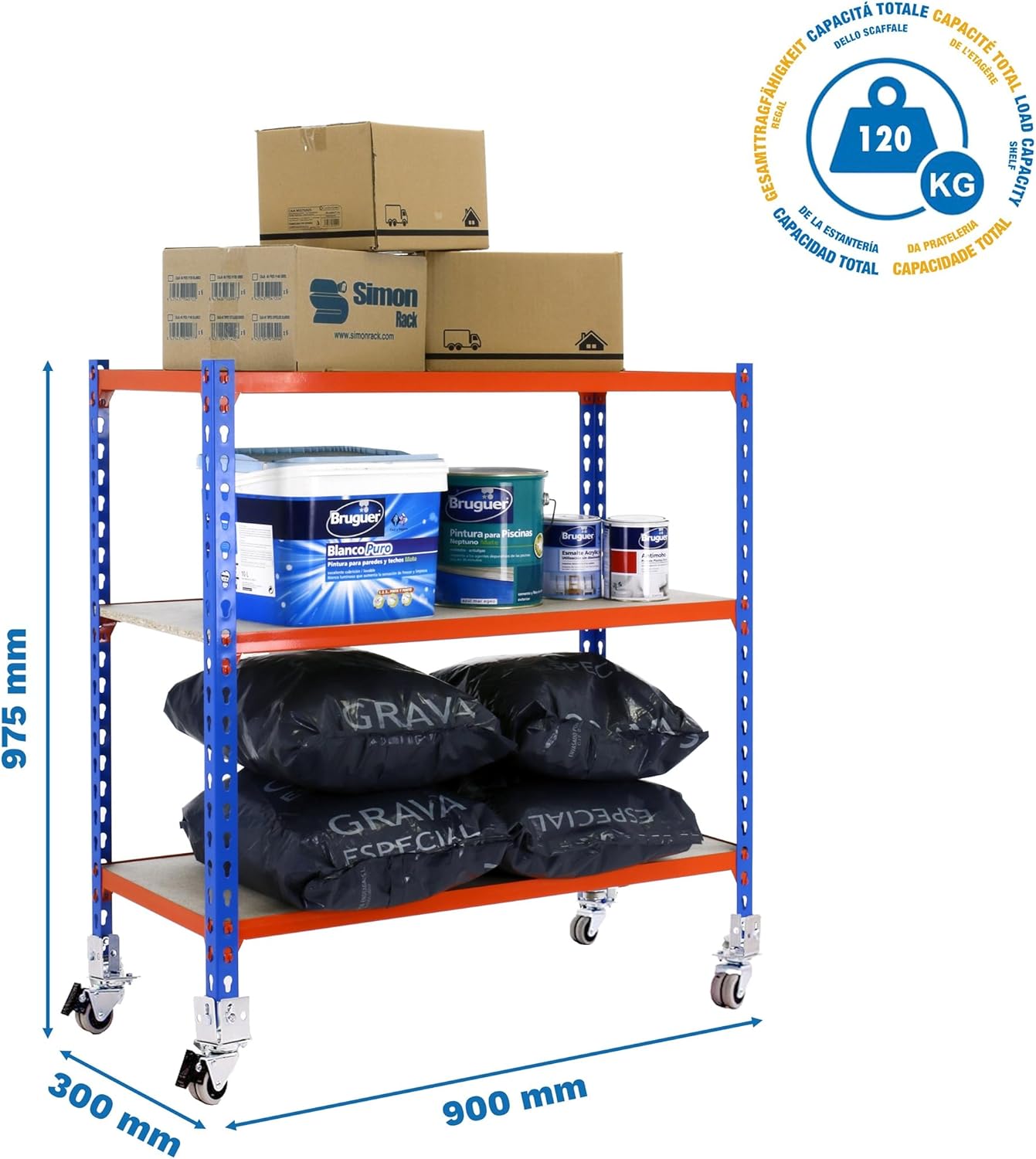 Simon Rack Scaffale Metallo Garage 3 Ripiani 975x900x300 mm - immagine 2