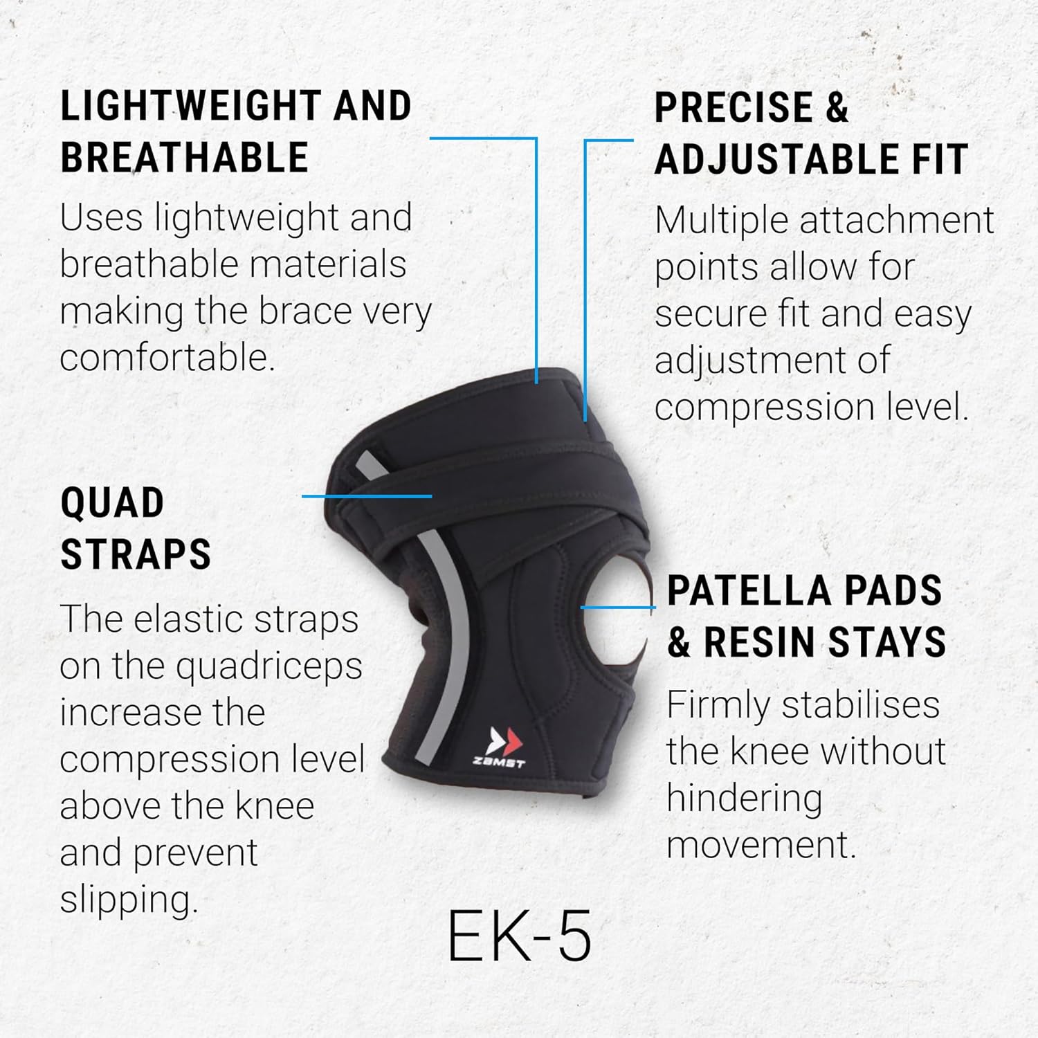 Zamst EK-5 Knee - Ginocchiera Regolabile per Sport - immagine 3