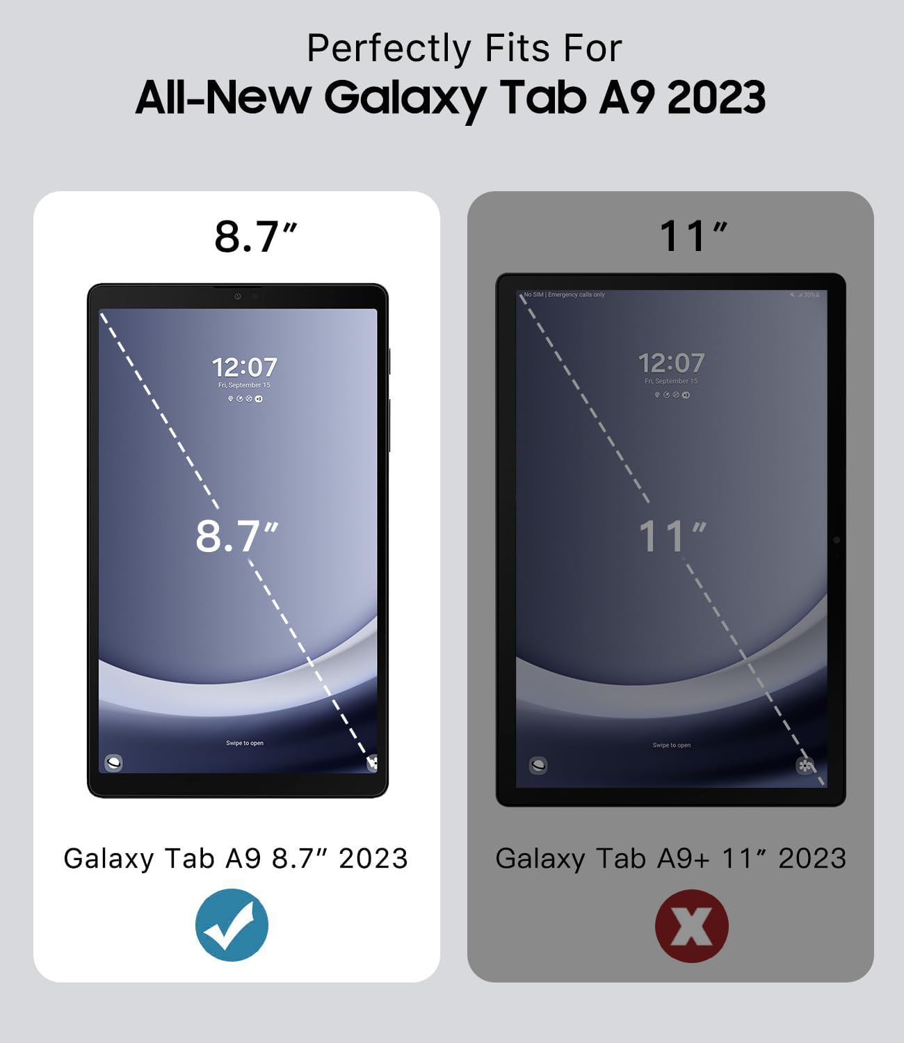 Timovo Custodia per Samsung Galaxy Tab A9 8.7" 2023, Nero - immagine 2