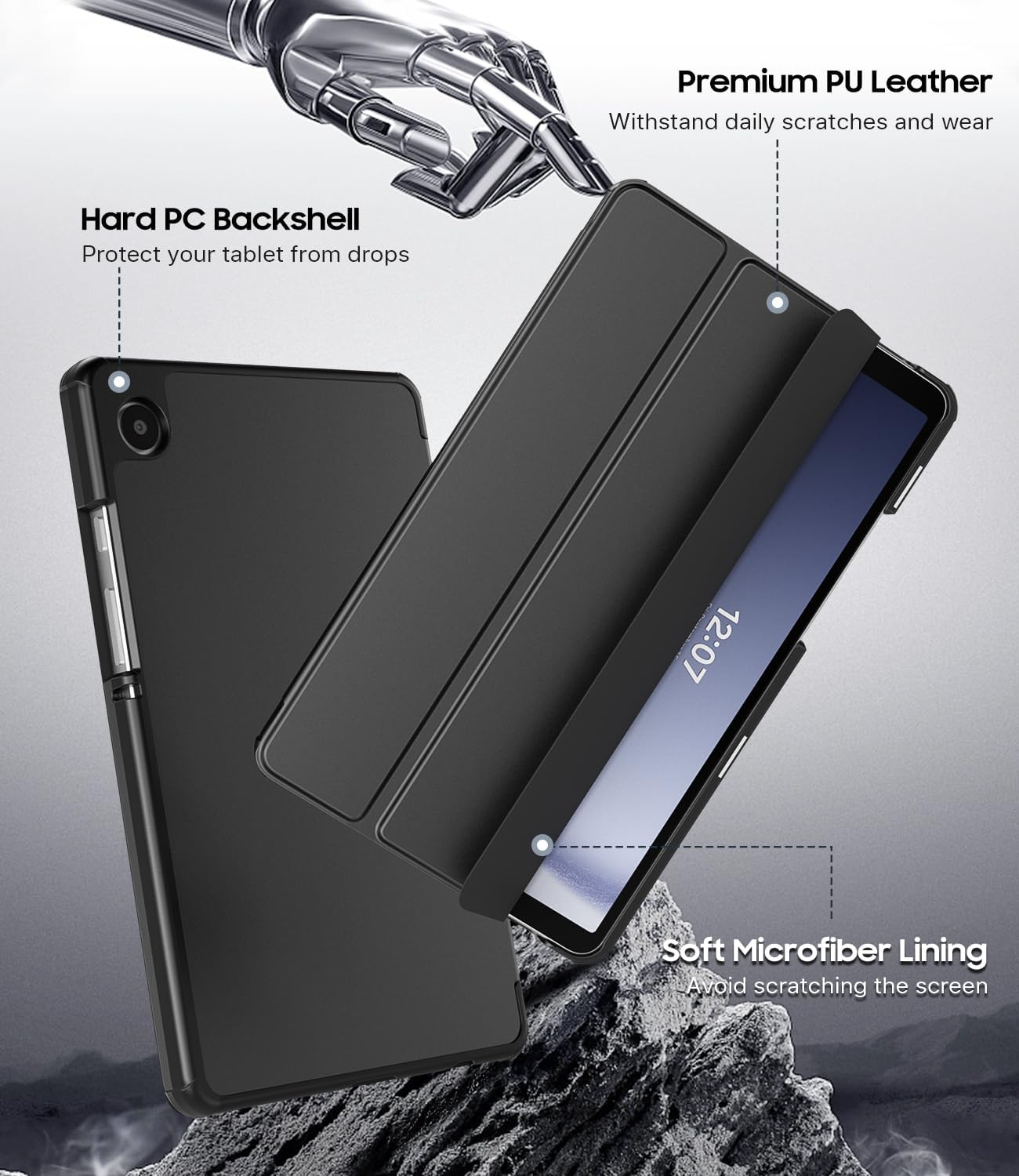 Timovo Custodia per Samsung Galaxy Tab A9 8.7" 2023, Nero - immagine 4