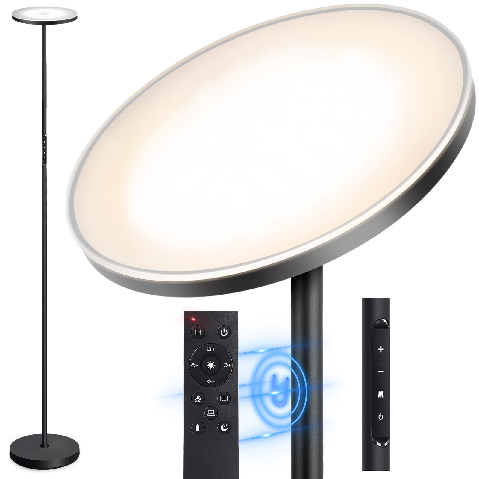 OUTON Lampada da Terra LED 36W/3000LM, Nero Cool