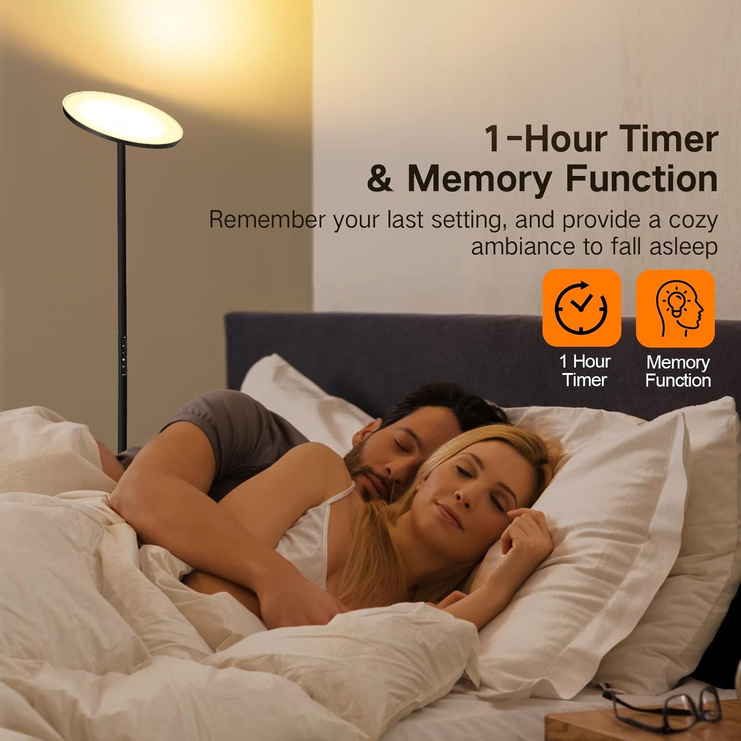 OUTON Lampada da Terra LED 36W/3000LM, Nero Cool - immagine 5