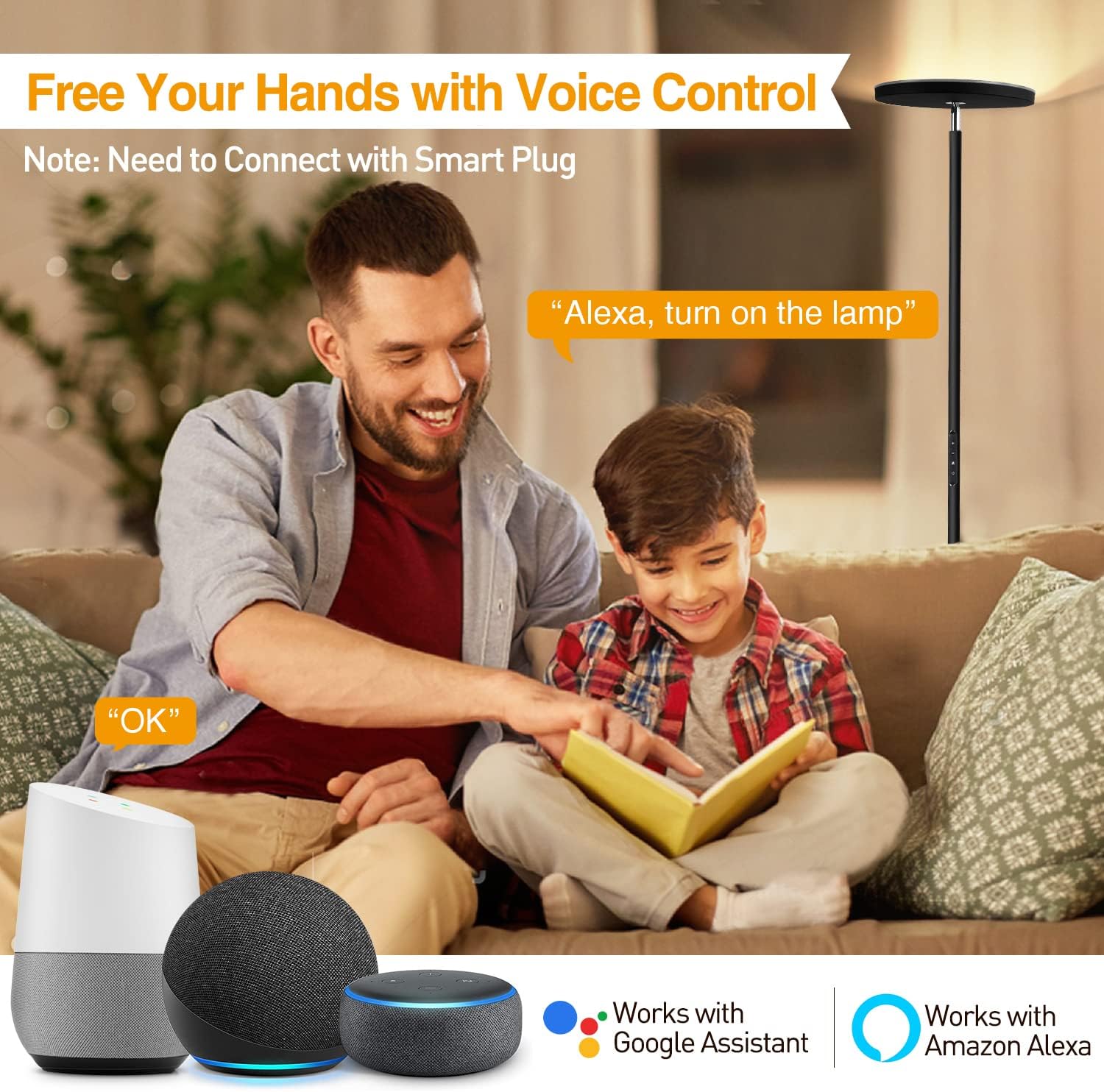 OUTON Lampada da Terra LED 36W/3000LM, Nero Cool - immagine 8