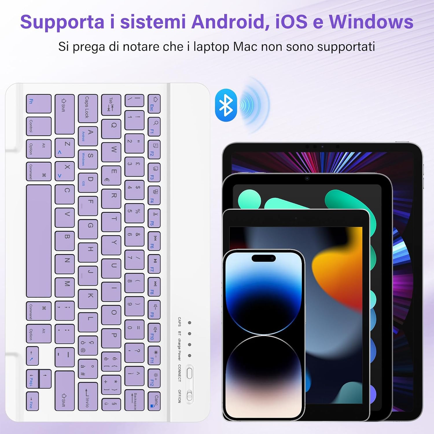 Bqss Tastiera Wireless Bluetooth Ricaricabile - immagine 2