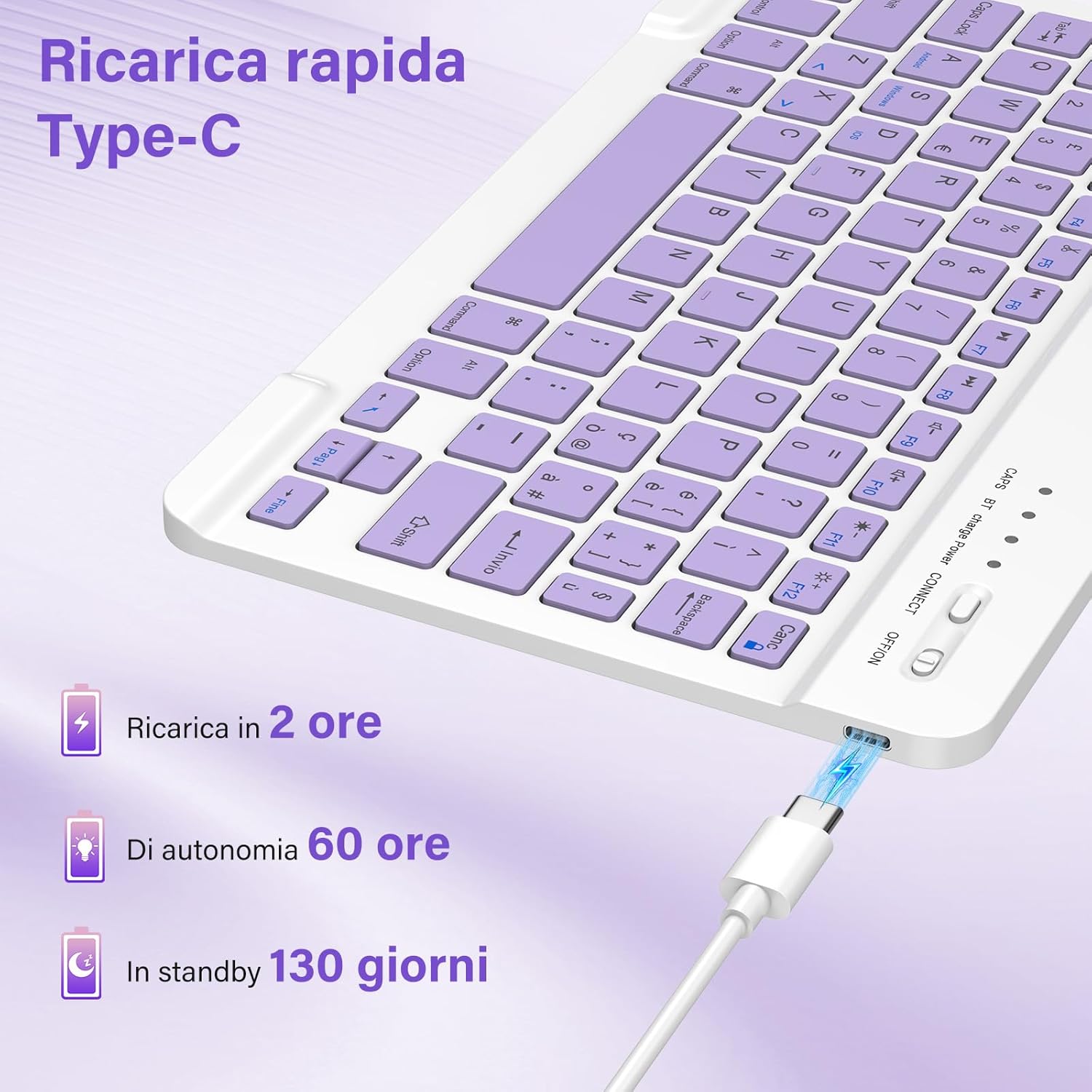 Bqss Tastiera Wireless Bluetooth Ricaricabile - immagine 4